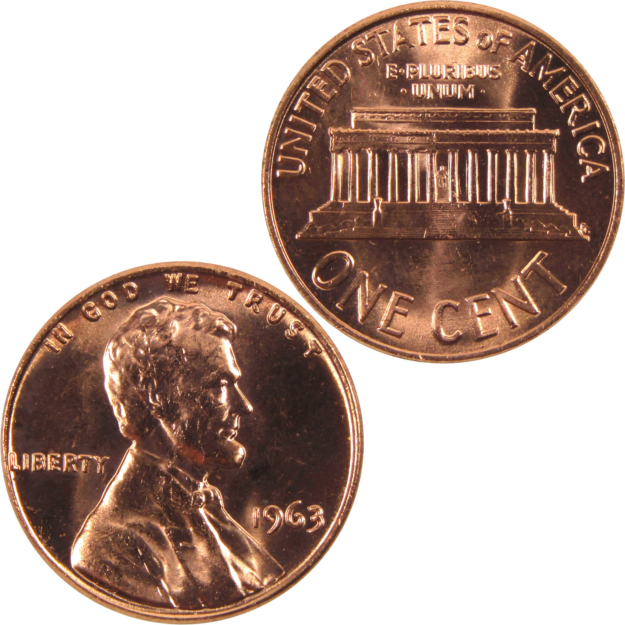1963 Lincoln Memorial Cent BU Uncirculated Penny 1c Coin