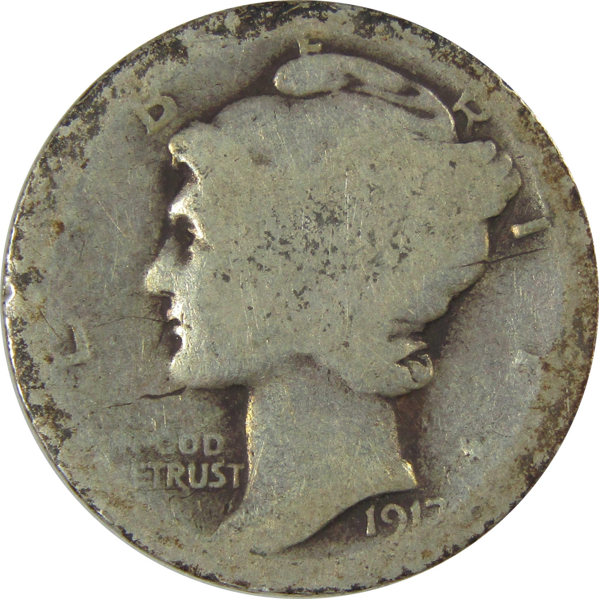 1917 Mercury Silver Dime Circulated 10c Coin Collectible SKU:I24377