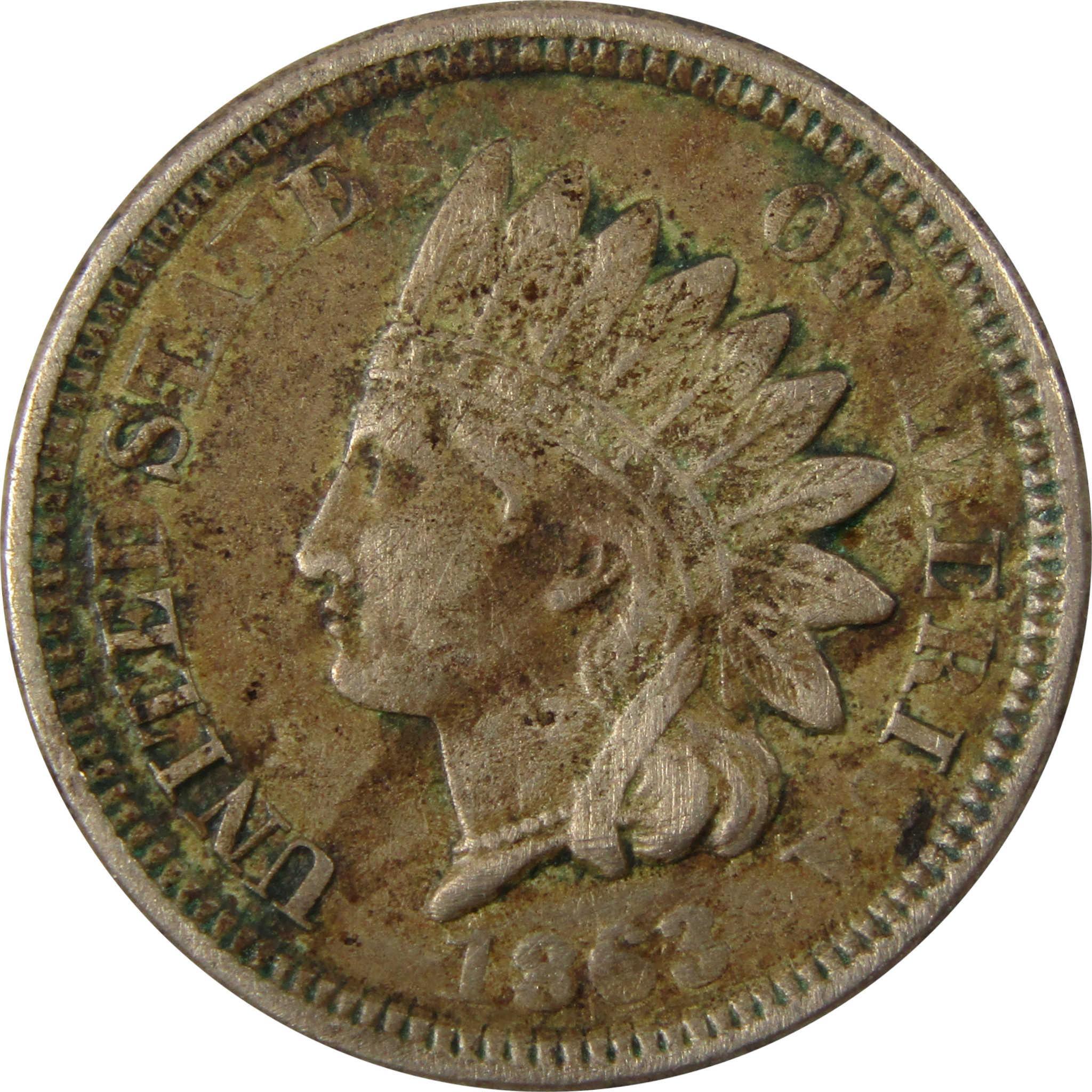 1863 Indian Head Cent VF Very Fine Details Penny 1c Coin SKU:CP1181