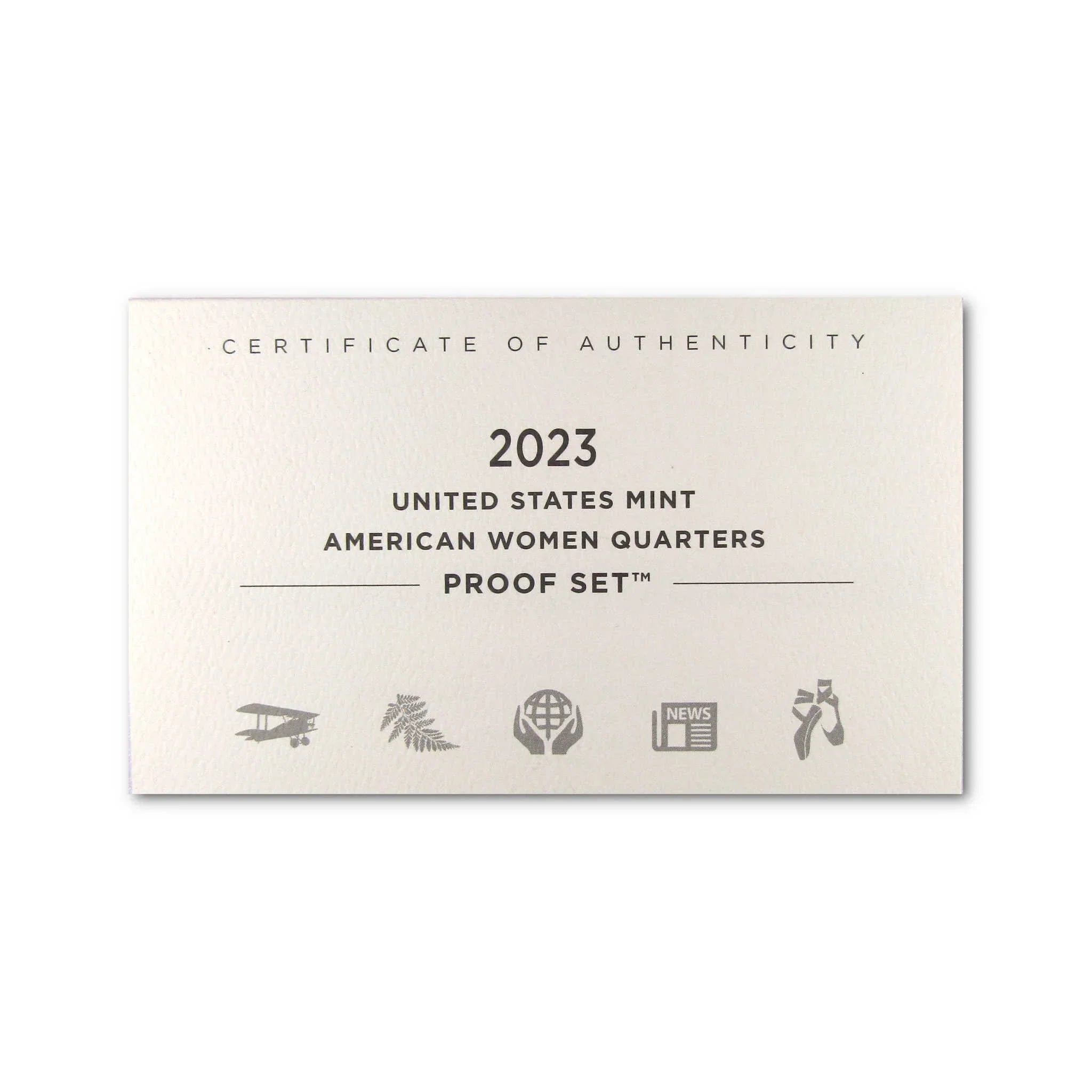2023 US Mint American Women Quarters Proof Set certificate of authenticity card