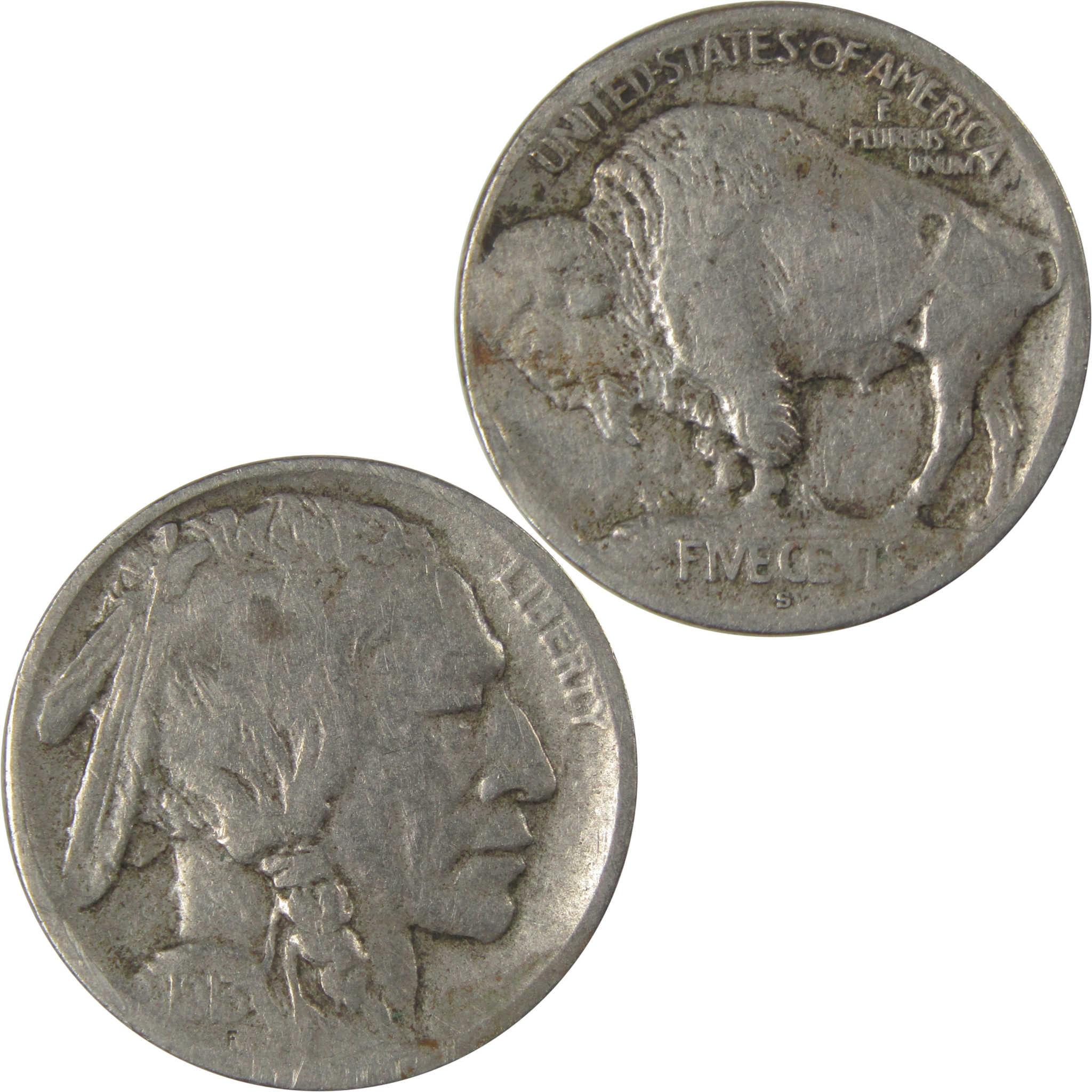 1913 S Type 1 Indian Head Buffalo Nickel F Fine Details SKU:I22914