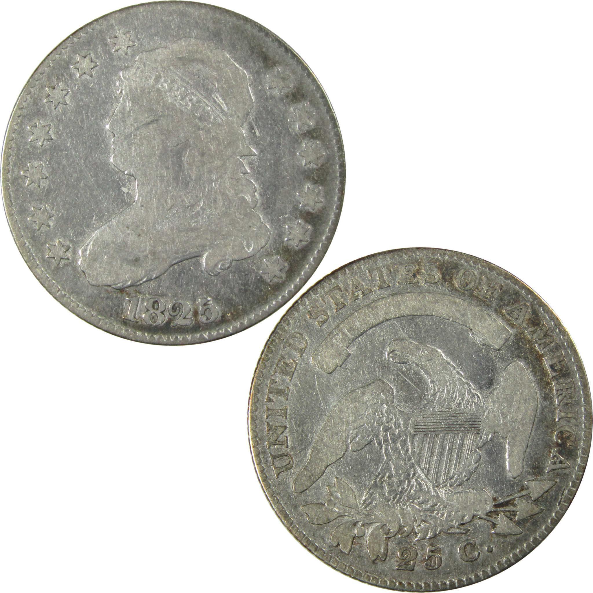 1825/4 Close Date Capped Bust Silver Quarter VG Very Good SKU:CP738