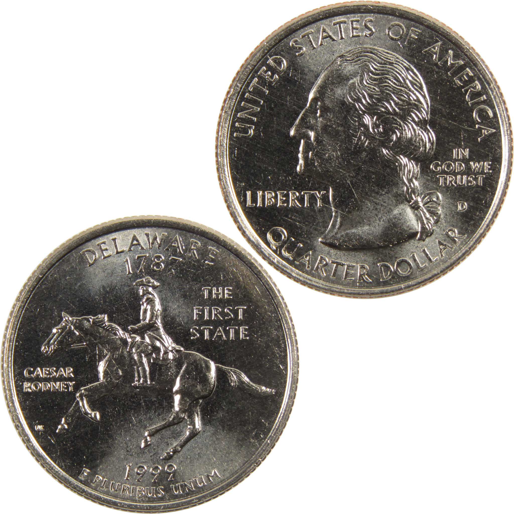 1999 D Delaware State Quarter BU Uncirculated Clad 25c Coin