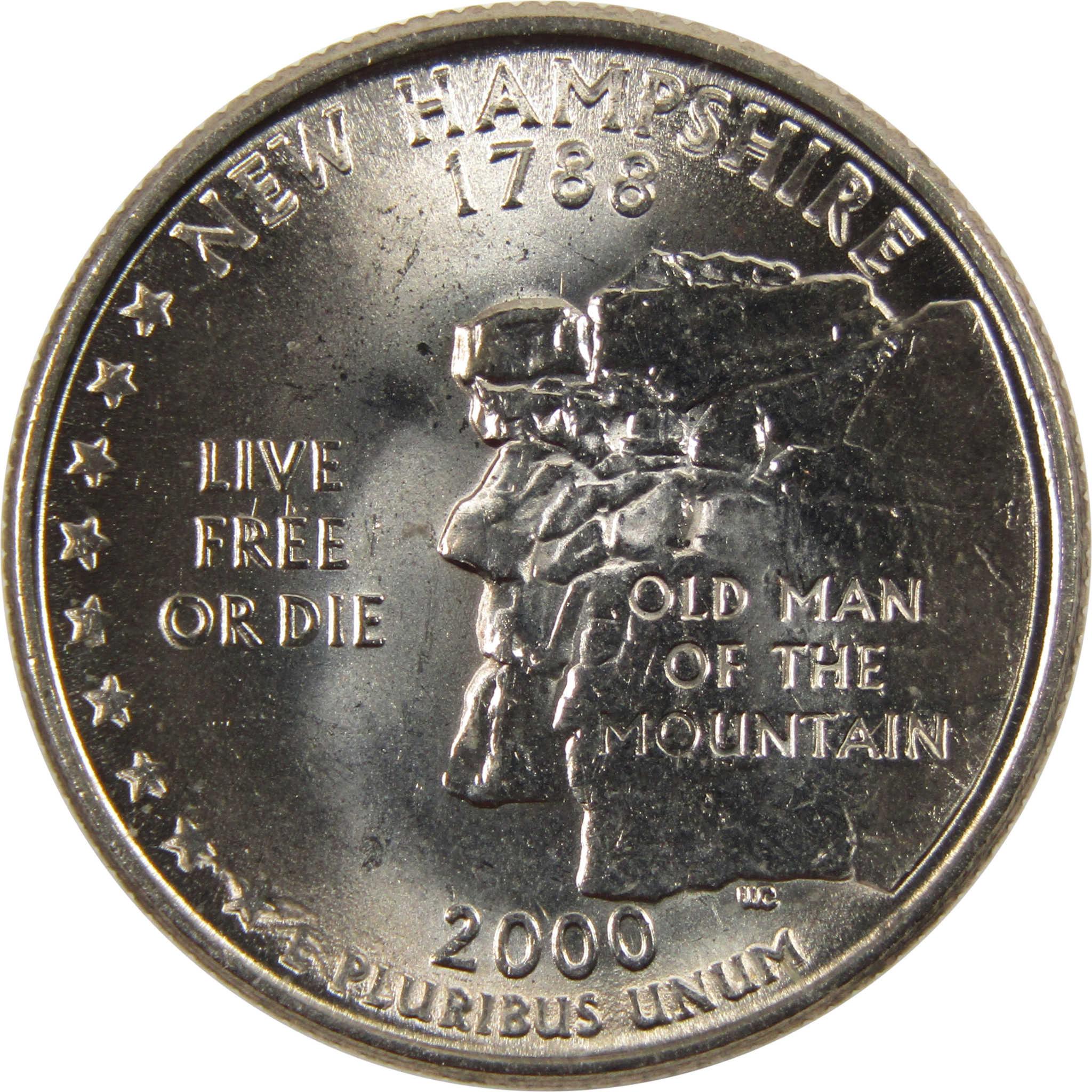 2000 P New Hampshire State Quarter BU Uncirculated Clad 25c Coin