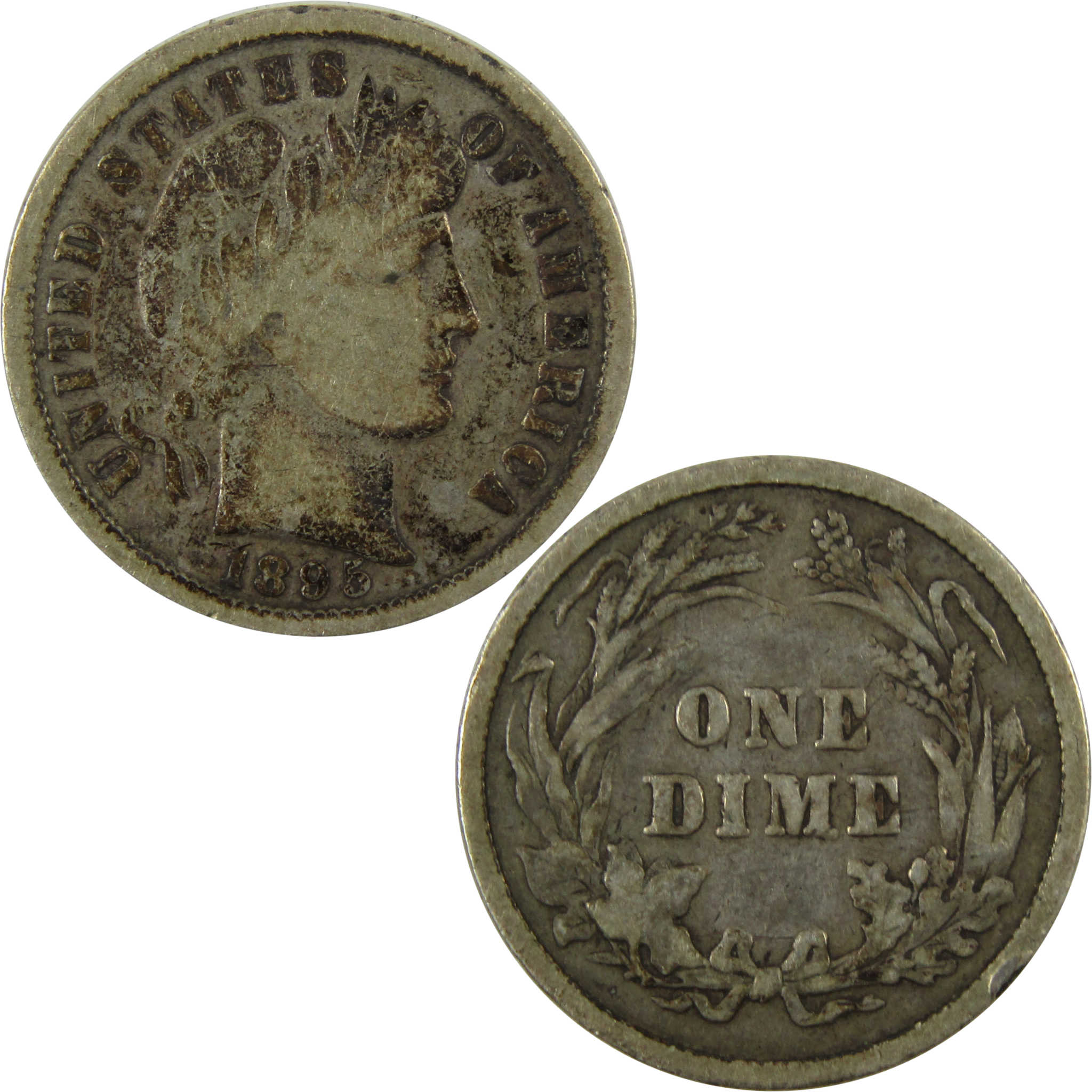 1895 Barber Silver Dime G Good Details 10c Coin Collectible SKU:CP1348
