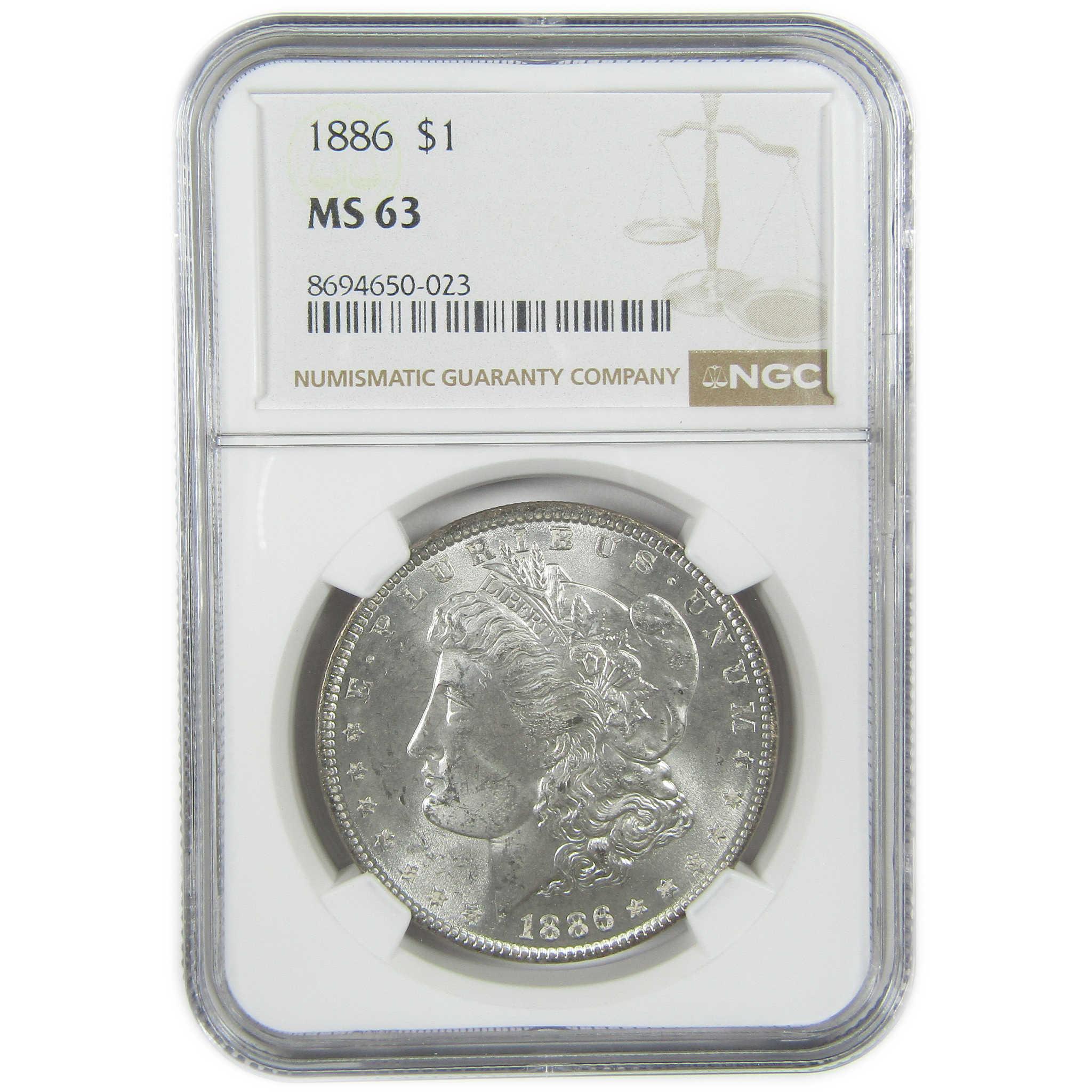 1886 Morgan Silver Dollar MS 63 NGC Uncirculated $1 Coin SKU:I27567 - Morgan coin - Morgan silver dollar - Morgan silver dollar for sale - Profile Coins & Collectibles