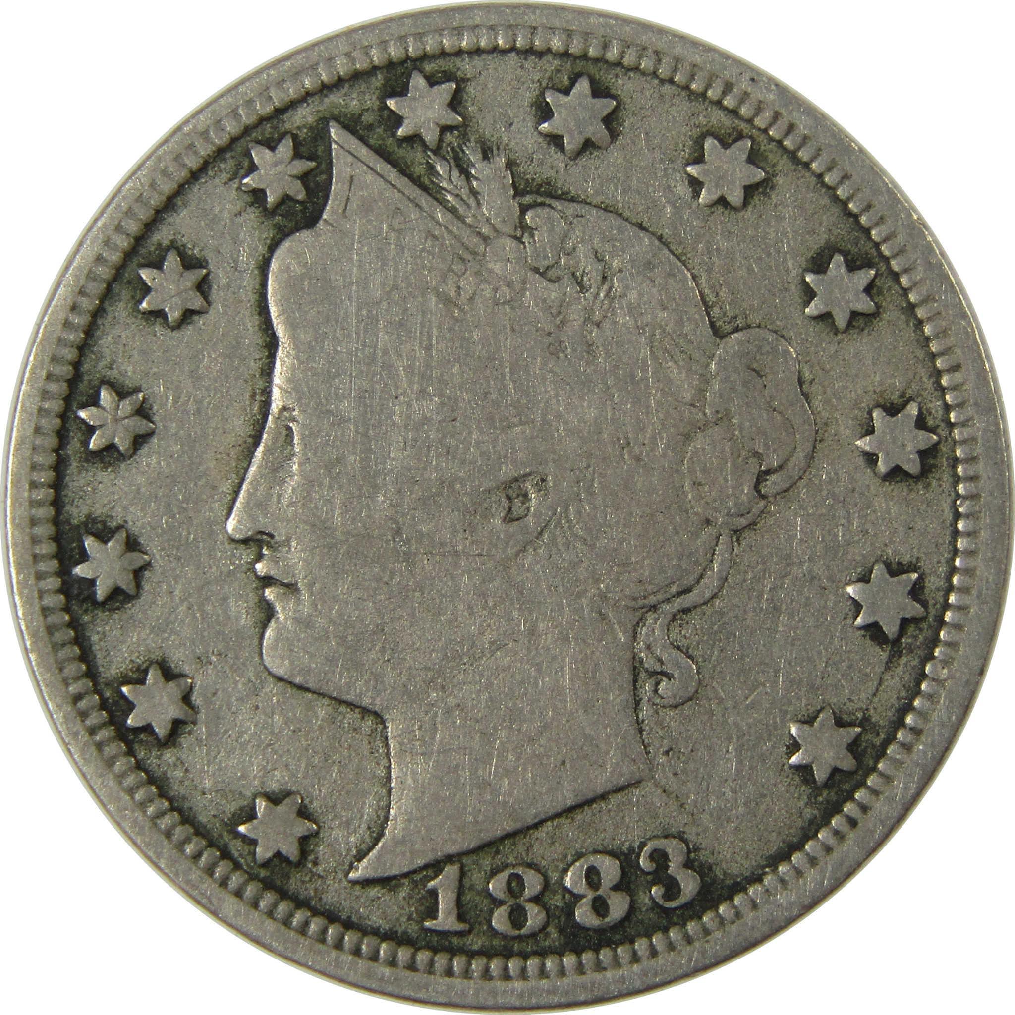 1883 No Cents Liberty Head V Nickel VG Very Good 5c Coin SKU:I26527