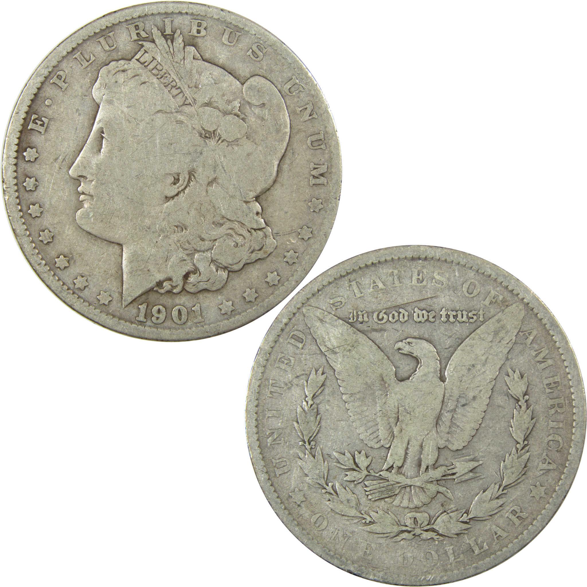 1901 Morgan Silver Dollar VG Very Good $1 Coin Collectible SKU:I25261 - Morgan coin - Morgan silver dollar - Morgan silver dollar for sale - Profile Coins & Collectibles