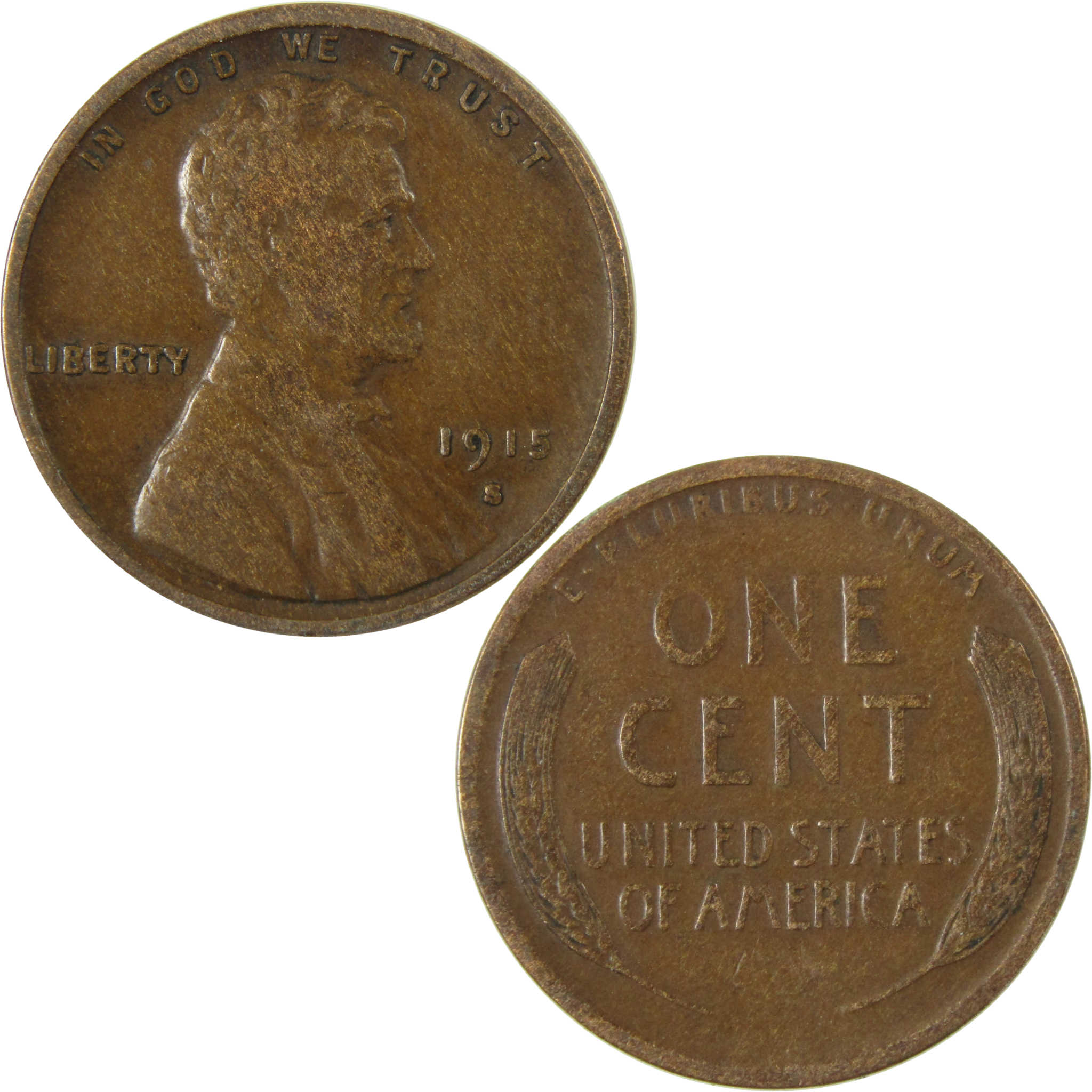 1915 S Lincoln Wheat Cent VF Very Fine Penny 1c Coin SKU:I28139