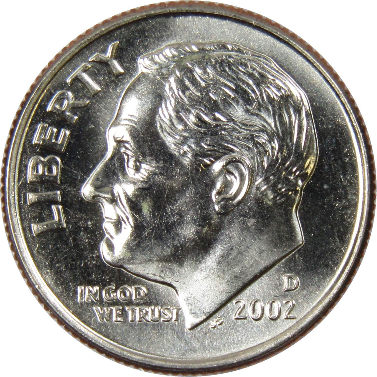 2002 D Roosevelt Dime Clad Uncirculated Mint State 10c Coin