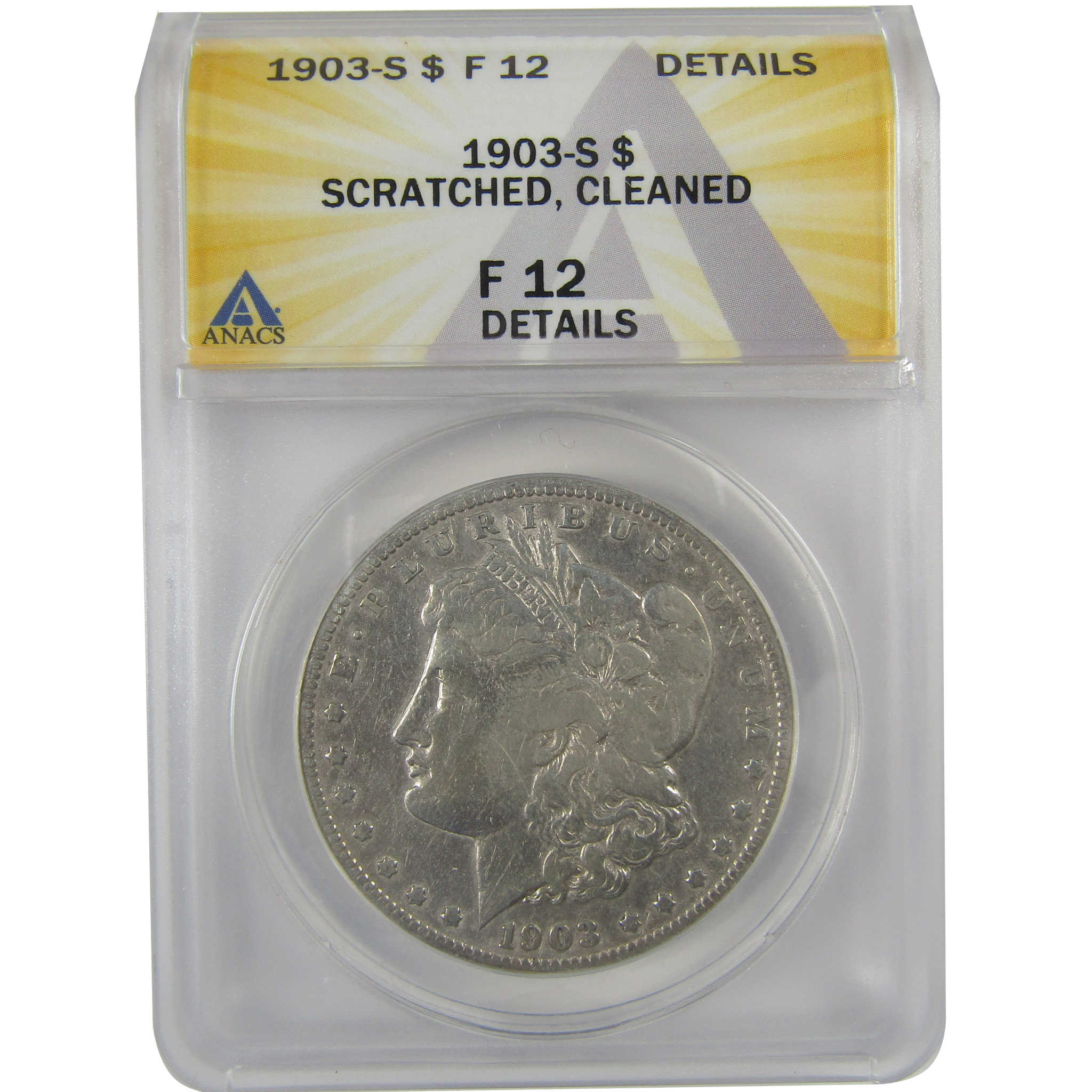 1903 S Morgan Dollar F 12 Details ANACS Silver $1 Coin SKU:I21694 - Morgan coin - Morgan silver dollar - Morgan silver dollar for sale - Profile Coins & Collectibles