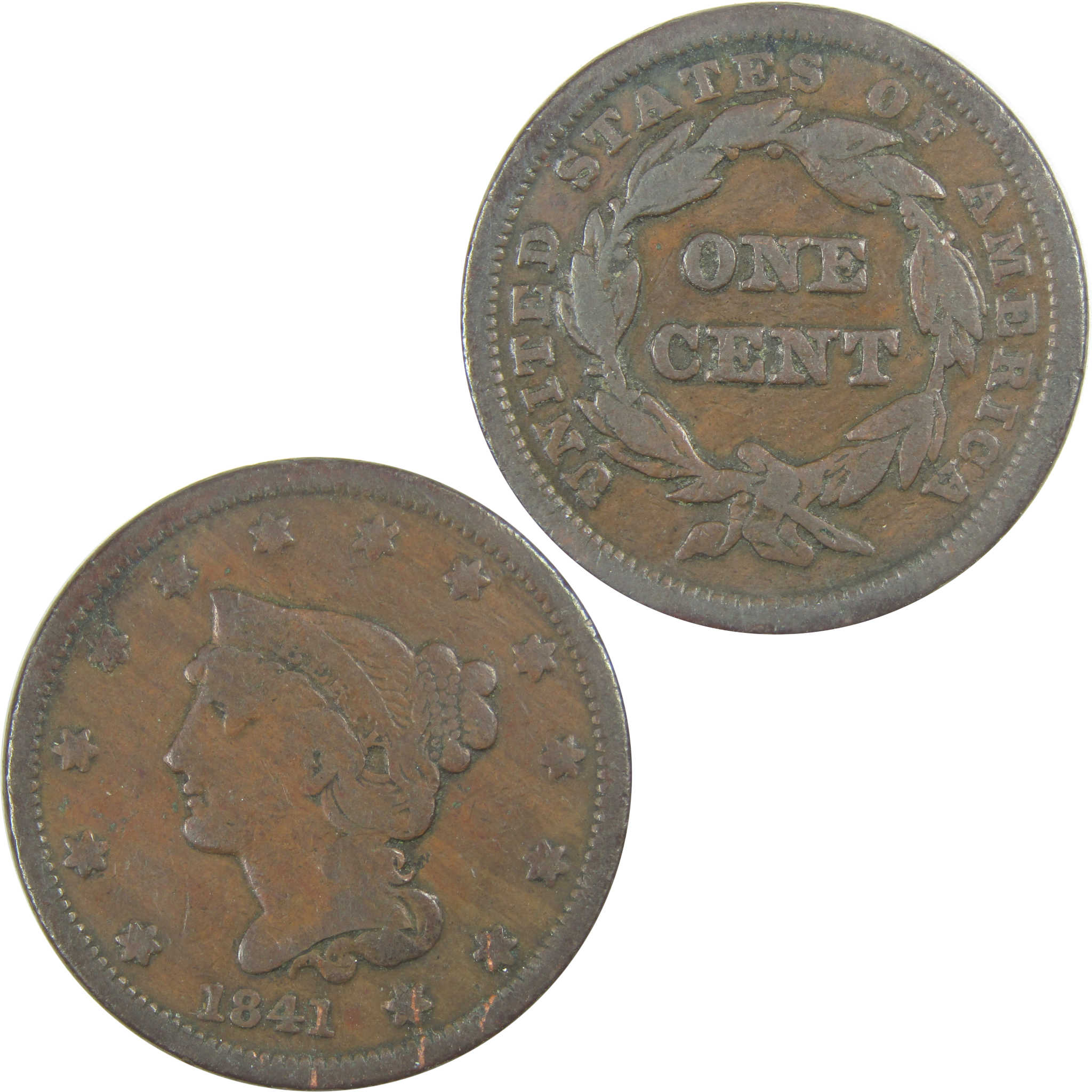 1841 Braided Hair Large Cent VG Very Good Copper Penny SKU:I19985