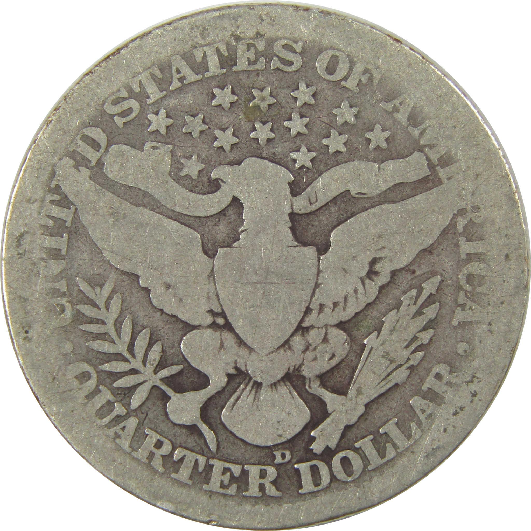 1911 D Barber Quarter AG About Good Silver 25c Coin SKU:I21836