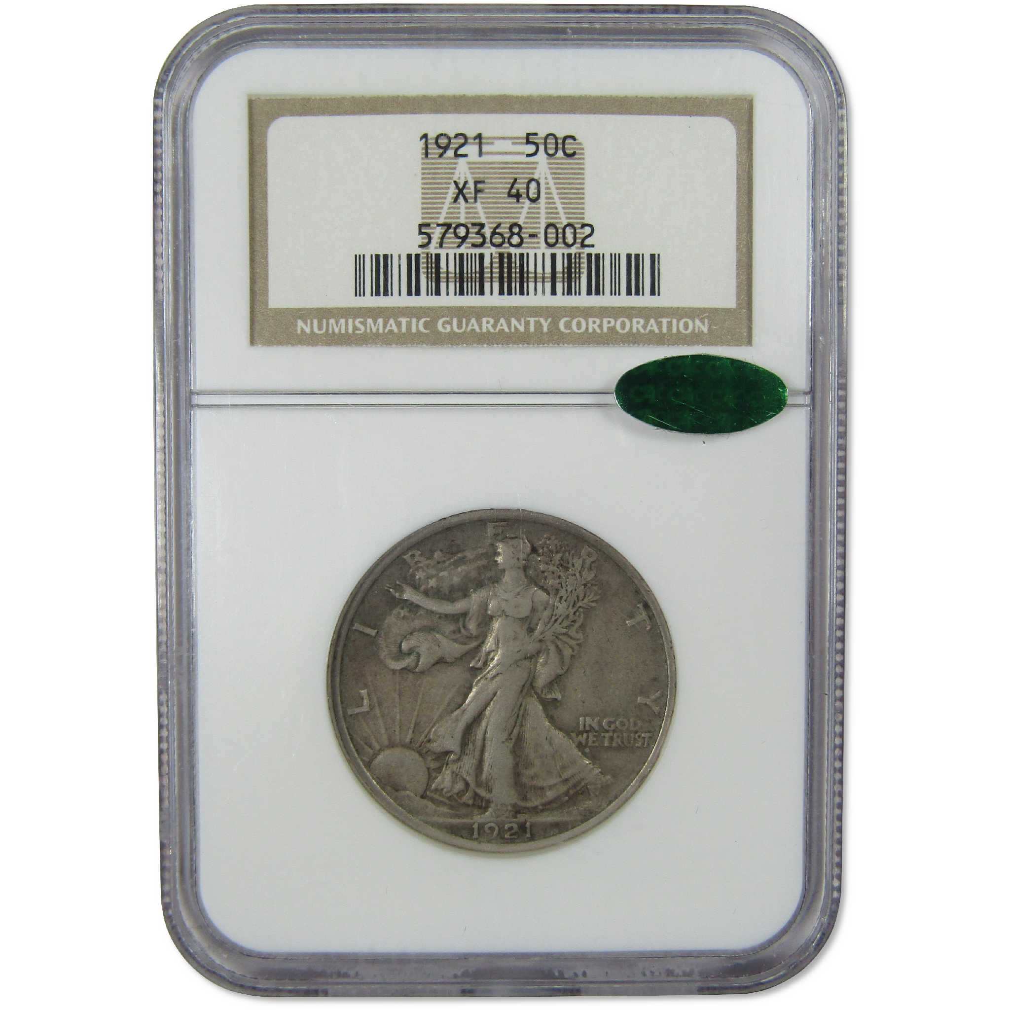 1921 Liberty Walking Silver Half Dollar XF 40 NGC CAC 50c Coin
