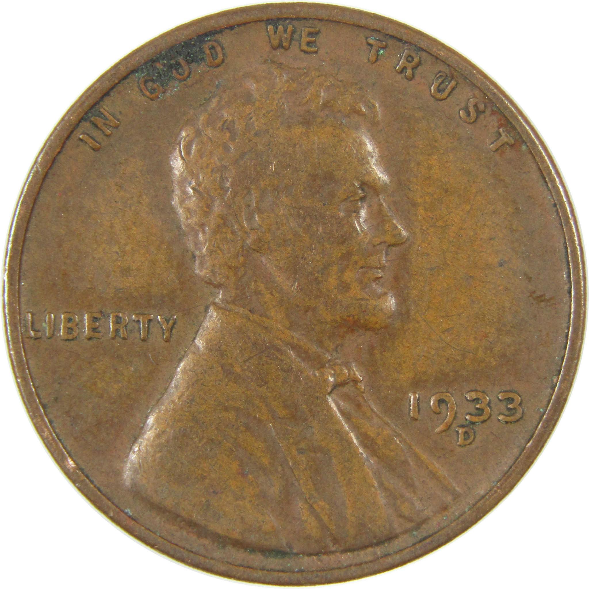 1933 D Lincoln Wheat Cent VF Very Fine Penny 1c Coin SKU:I27284