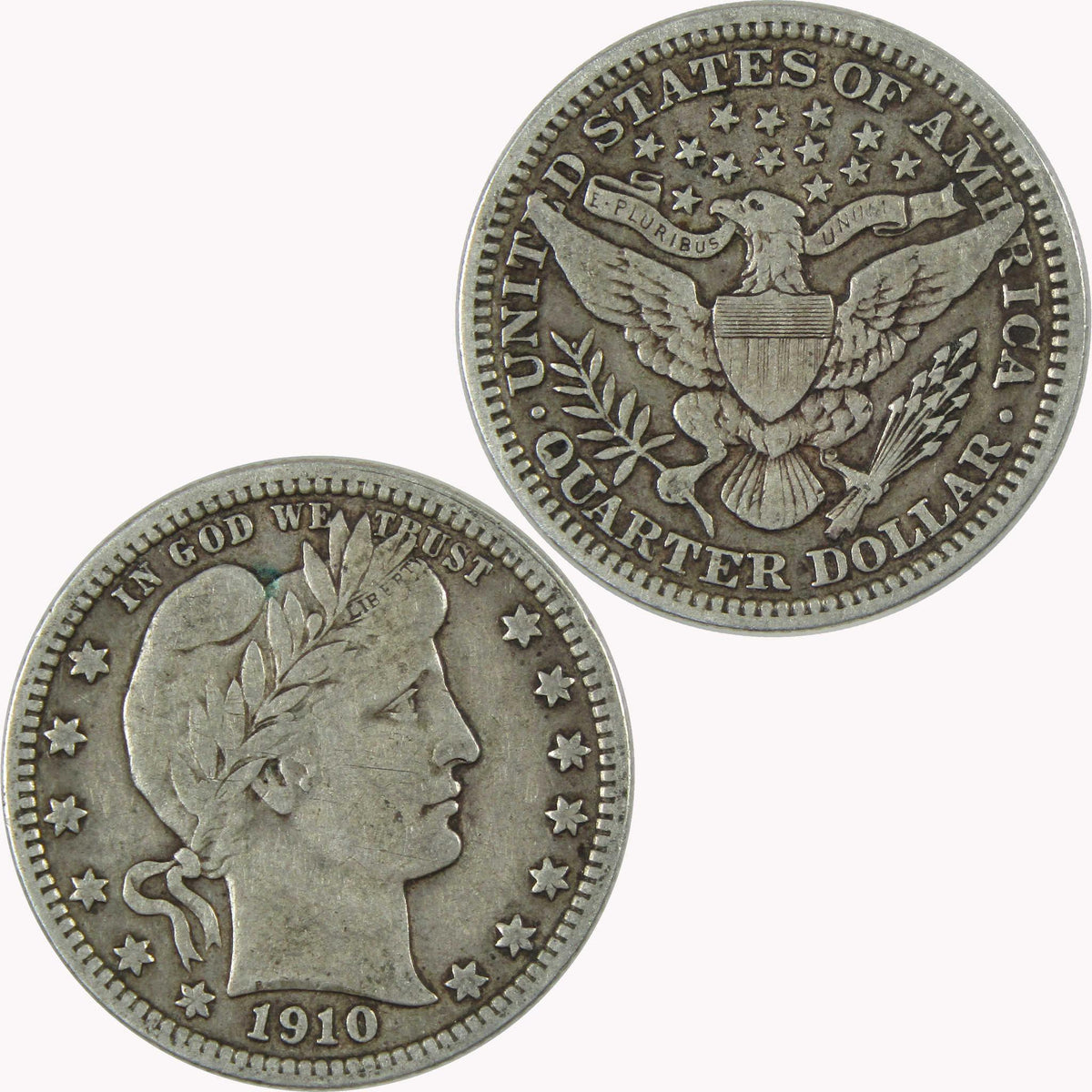 1910 Barber Silver Quarter F Fine 25c Coin Collectible