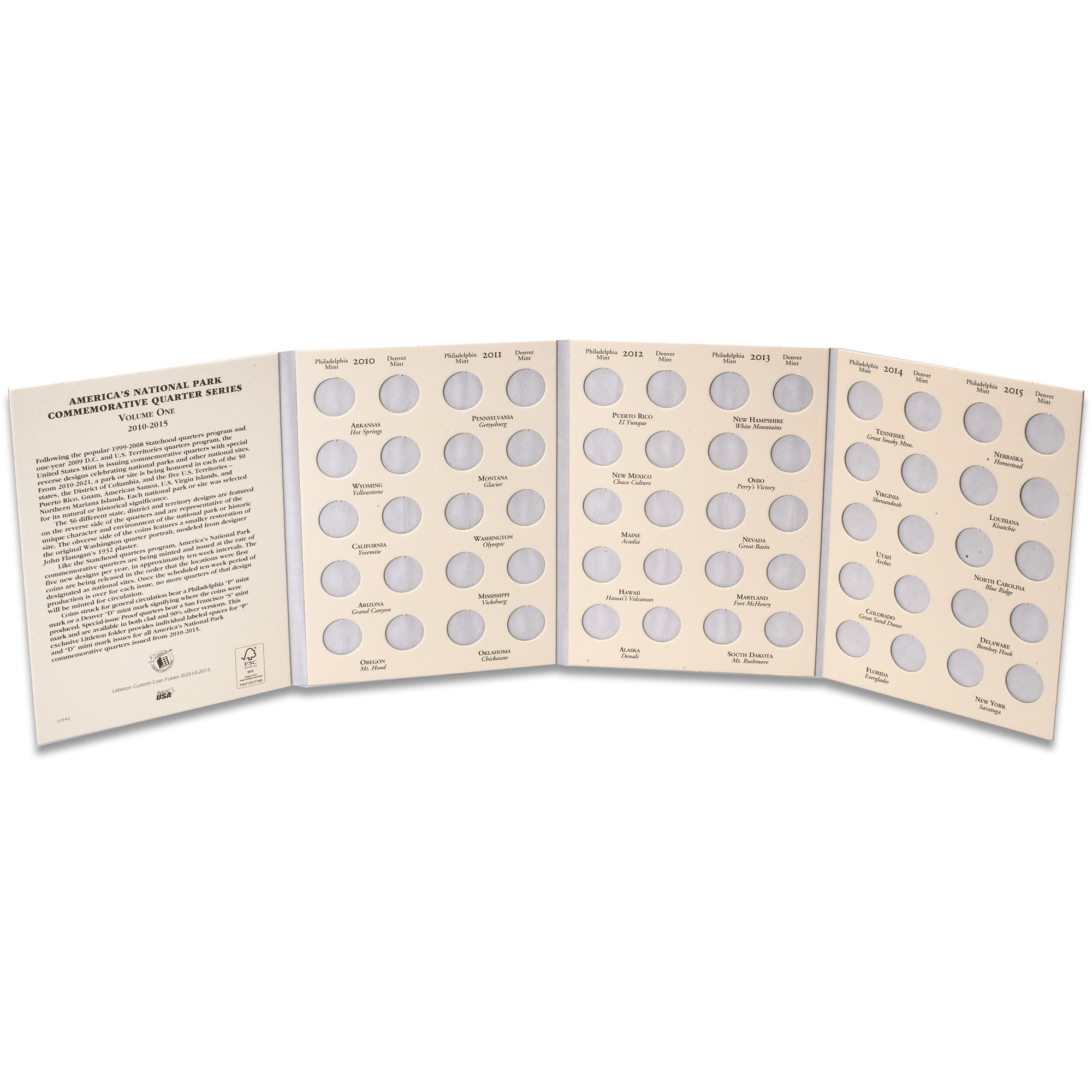 2010-2015 P&D America's National Park Quarter Series Folder Volume 1