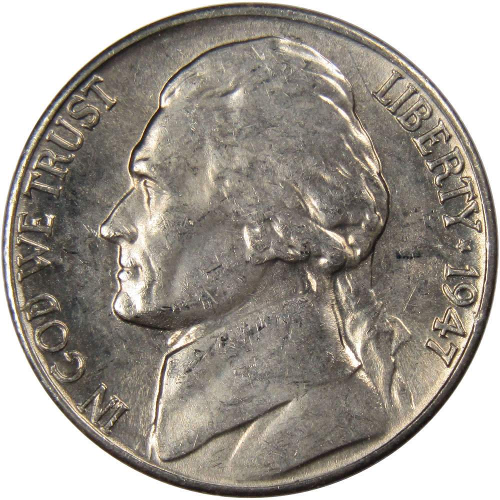 1947 S Jefferson Nickel Uncirculated Mint State 5c Coin Collectible