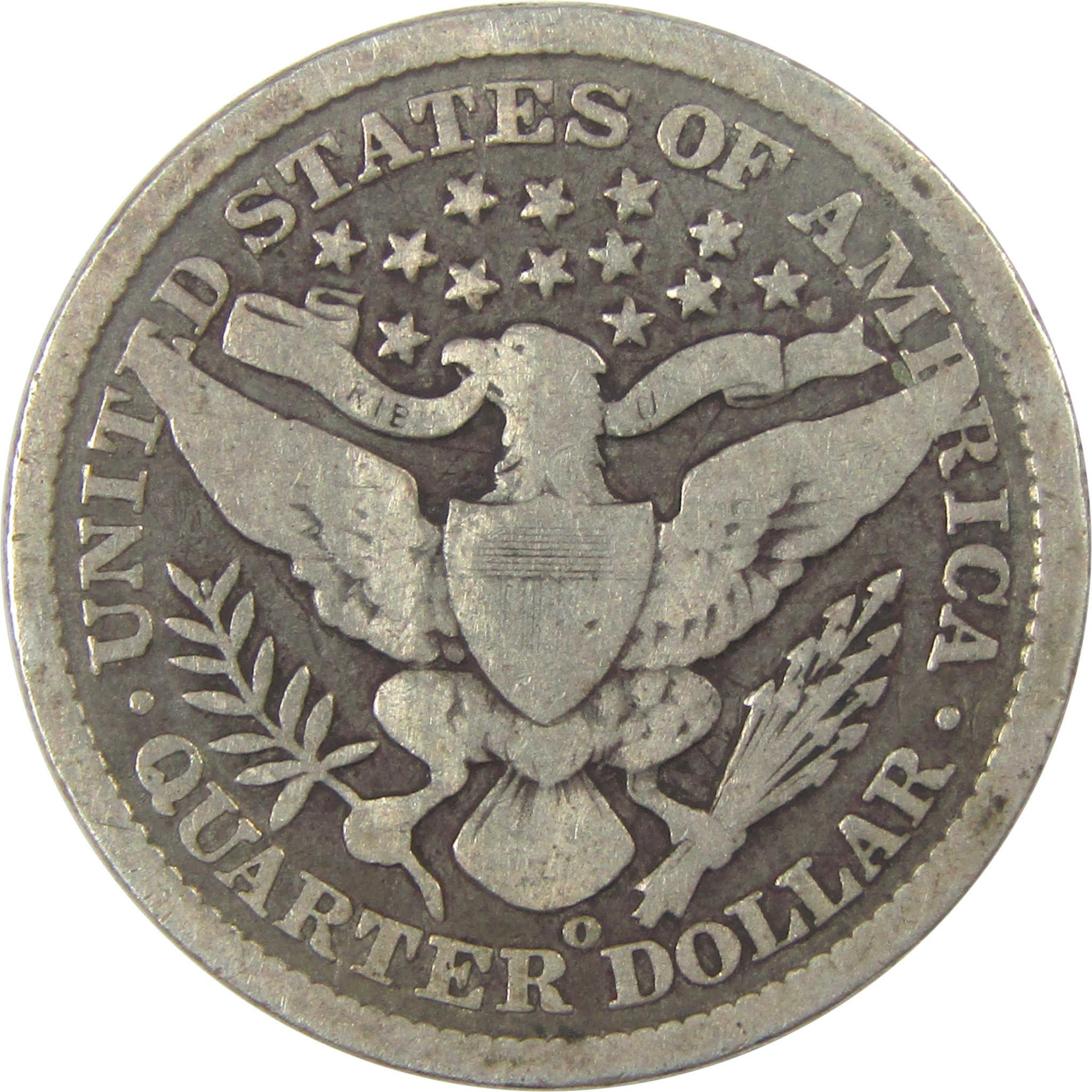 1896 O Barber Quarter G Good Details Silver 25c Coin SKU:I21854