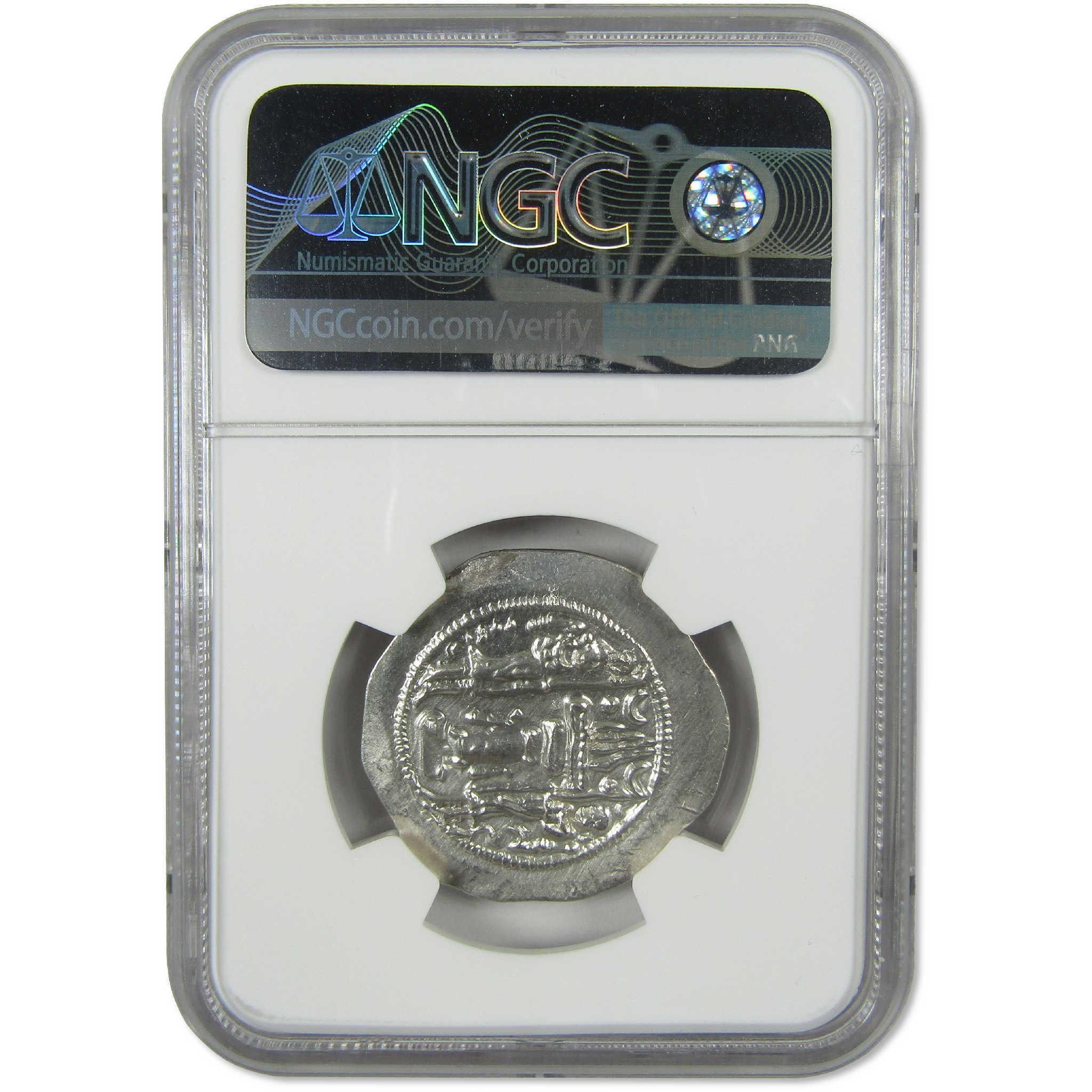 399-420 AD Yazdard I Sasanian Empire Silver Drachm CH AU NGC Ancient