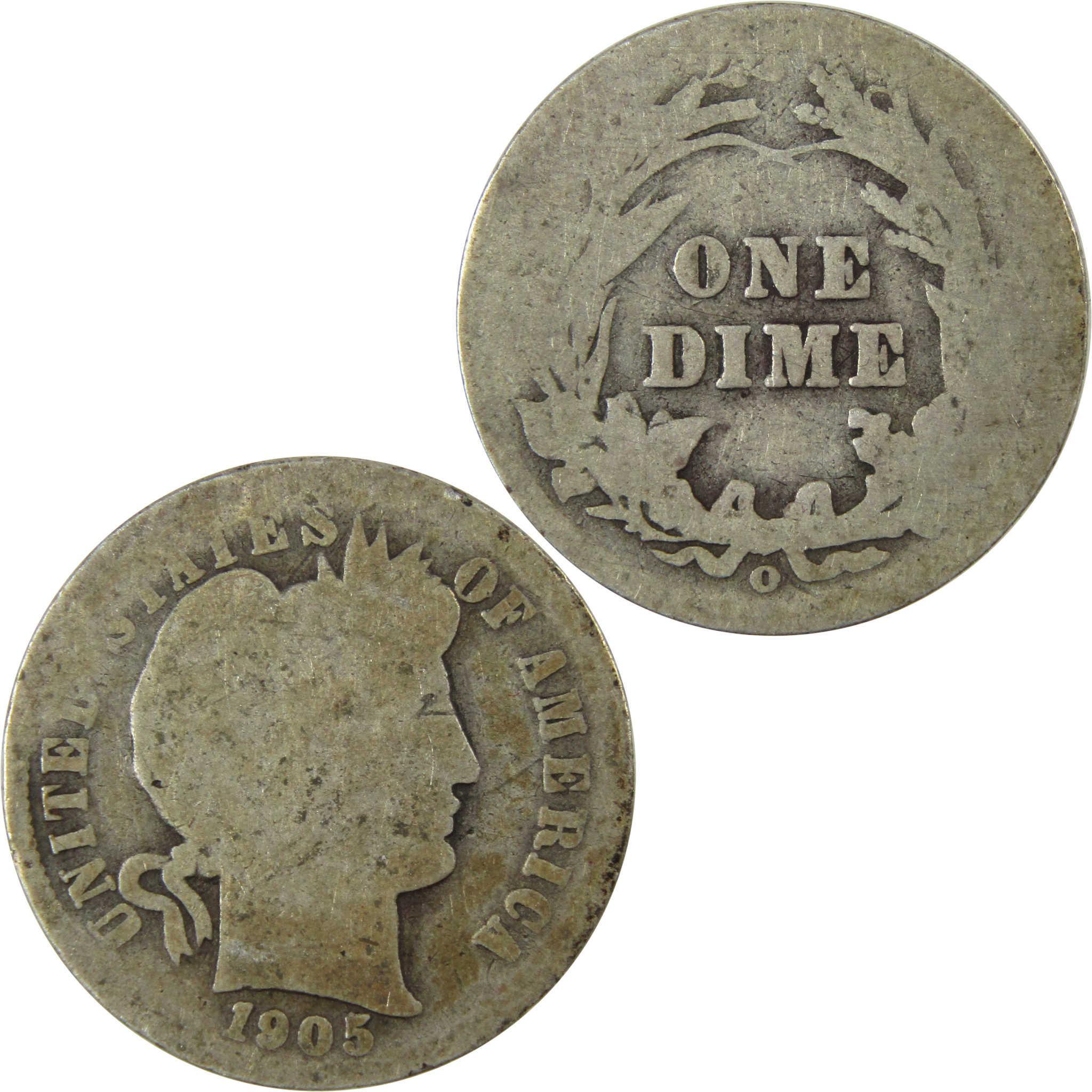 1905 O Micro O Barber Silver Dime AG About Good 10c Coin SKU:I26628