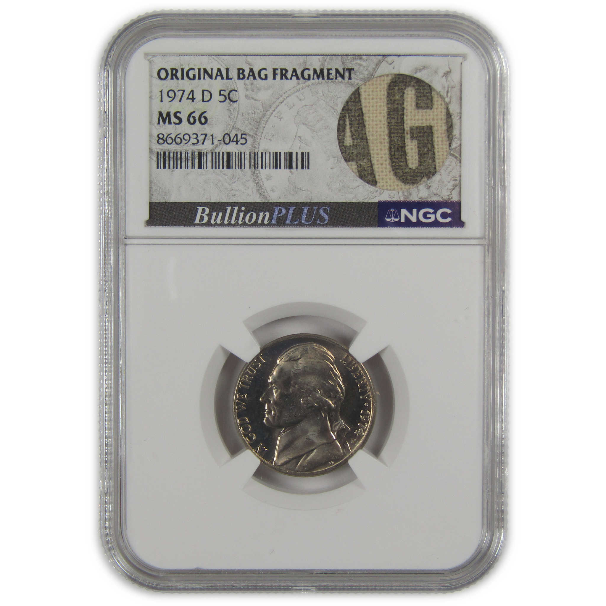 1974 D Jefferson Nickel MS 66 NGC Original Bag Fragment SKU:I23494