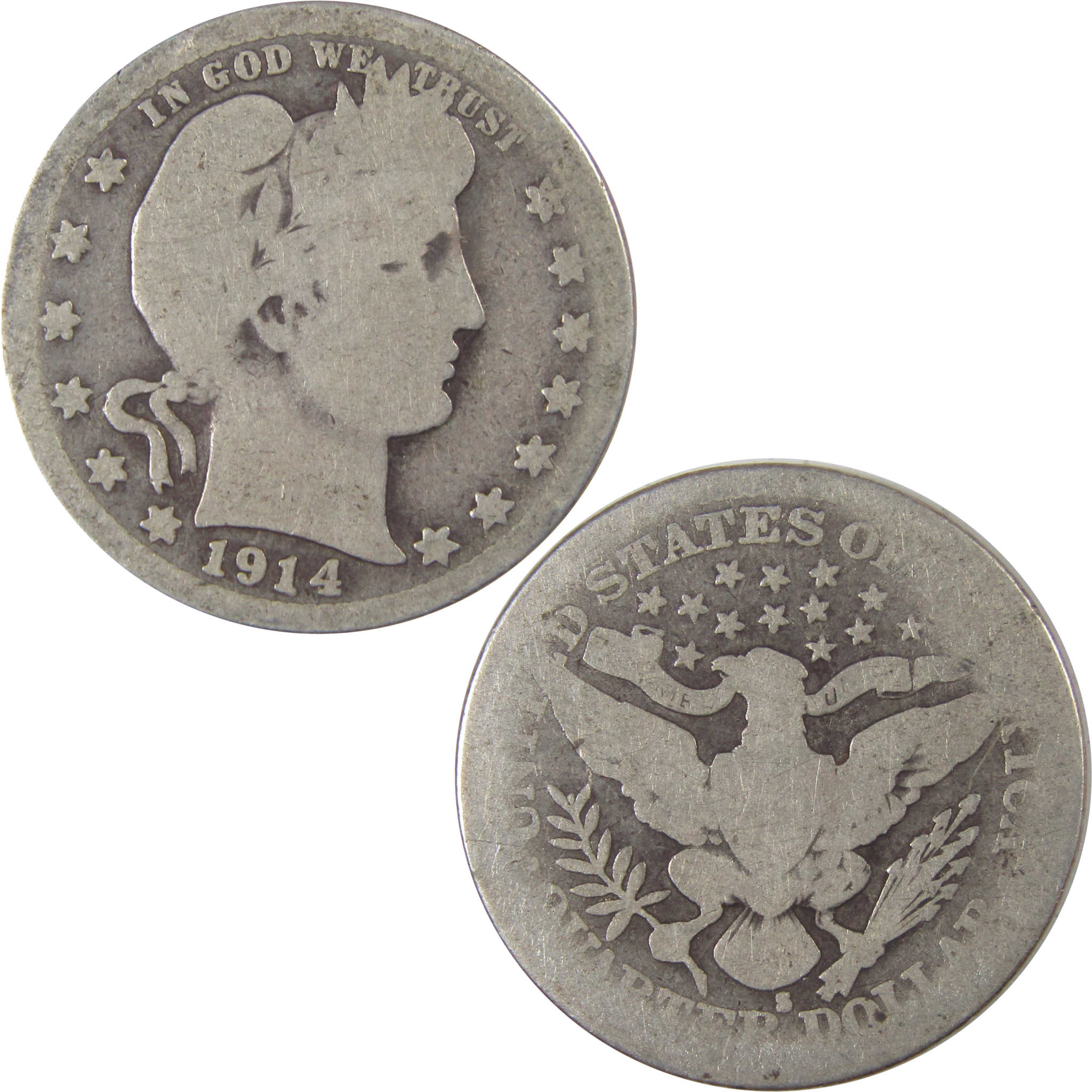 1914 S Barber Quarter AG About Good Silver 25c Coin SKU:I18079