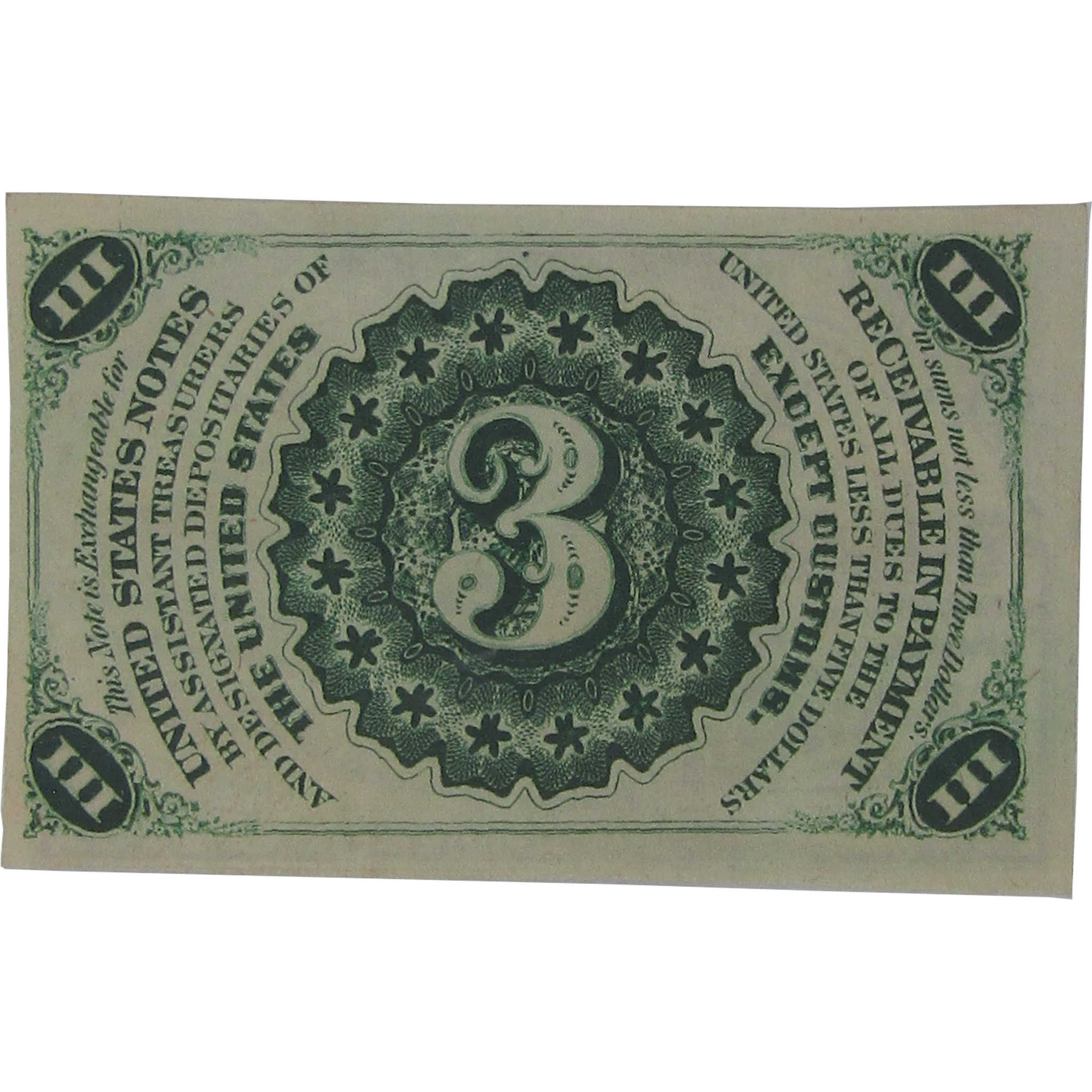 3c Fractional Note Third Issue Fr 1227 Dark Background CU Uncirculated