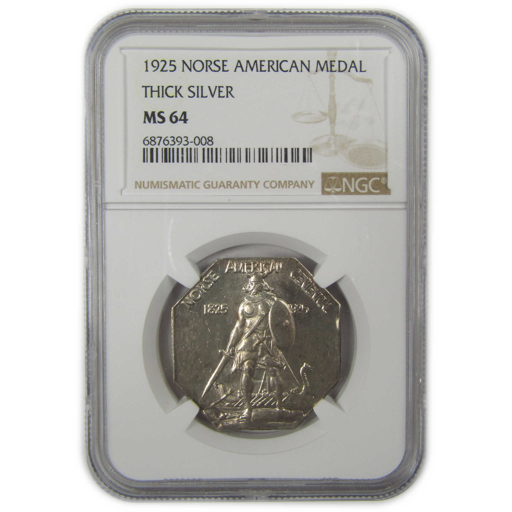 1925 Norse American Medal Thick Silver MS 64 NGC SKU:I20572