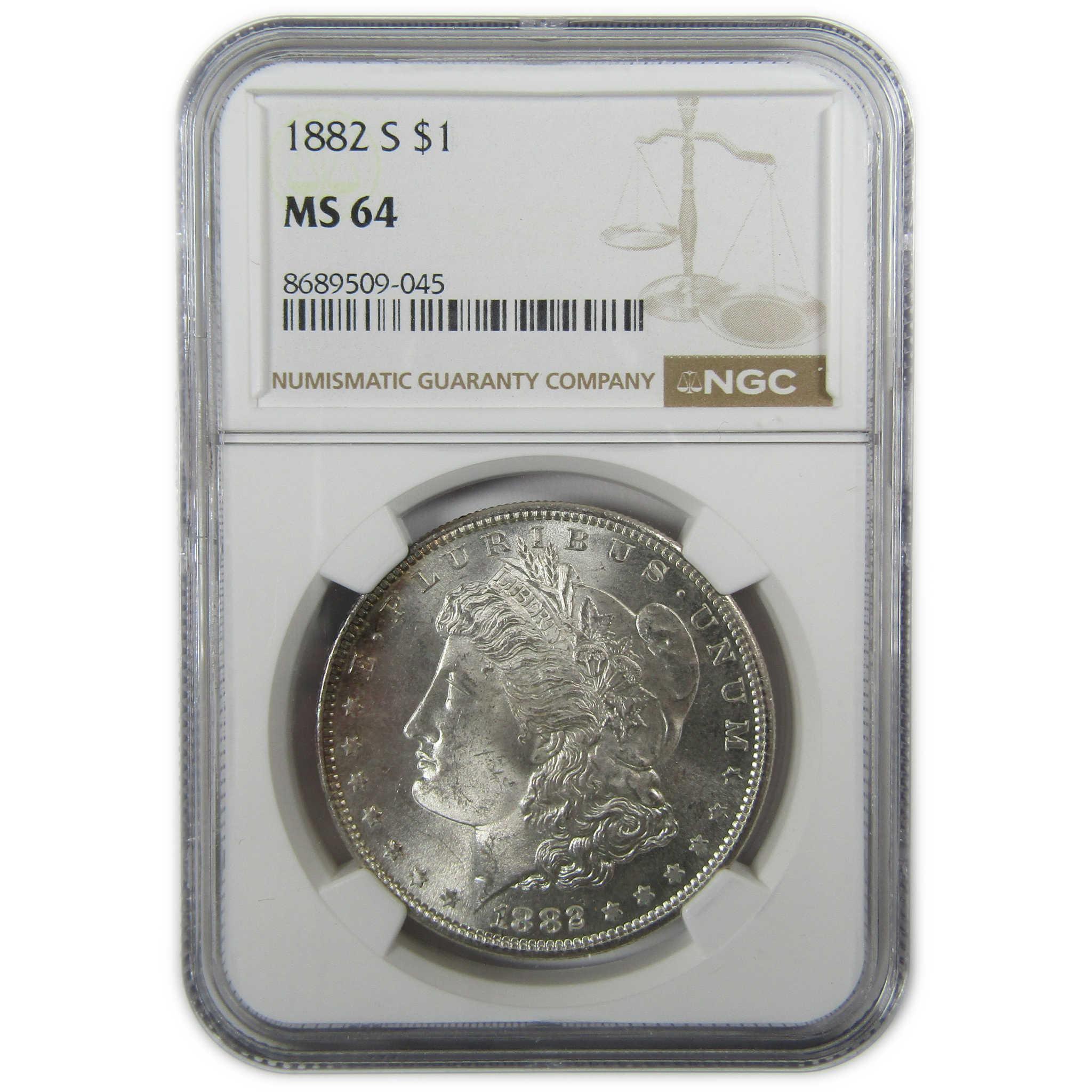 1882 S Morgan Silver Dollar MS 64 NGC Uncirculated $1 Coin SKU:CP420 - Morgan coin - Morgan silver dollar - Morgan silver dollar for sale - Profile Coins & Collectibles