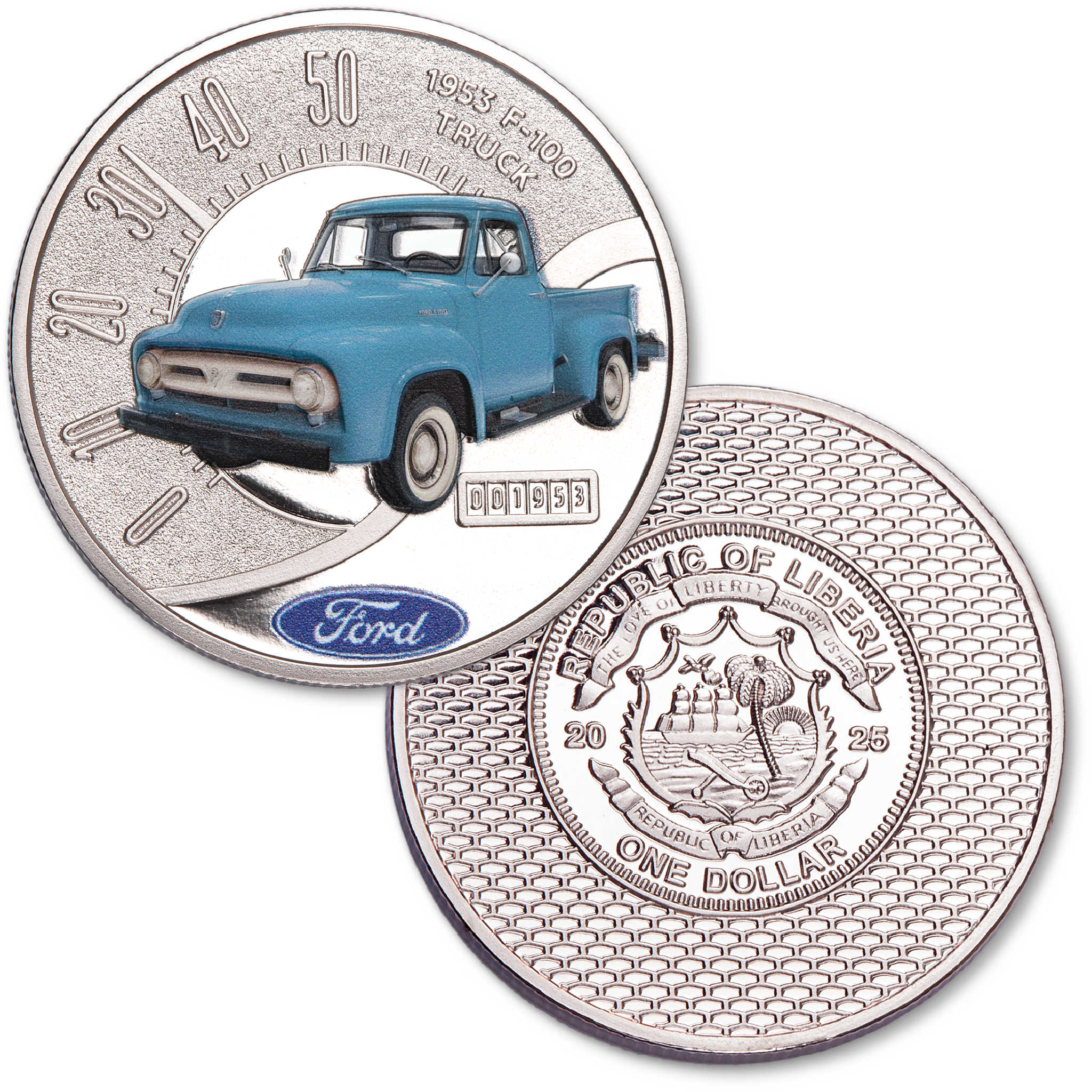 2025 Liberia Ford Truck Series 1953 F-100 Proof-Like $1 Coin