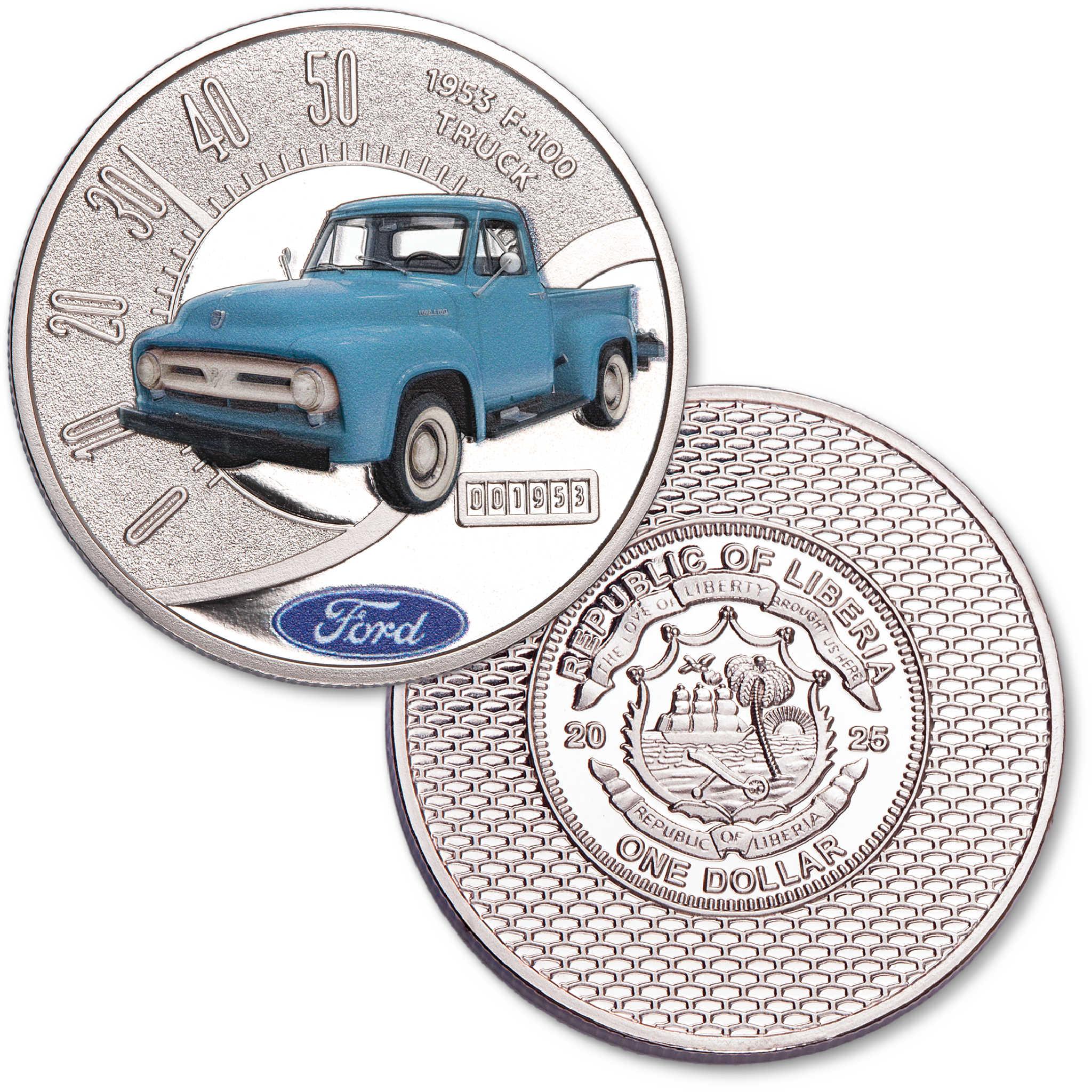 2025 Liberia Ford Truck Series 1953 F-100 Proof-Like $1 Coin