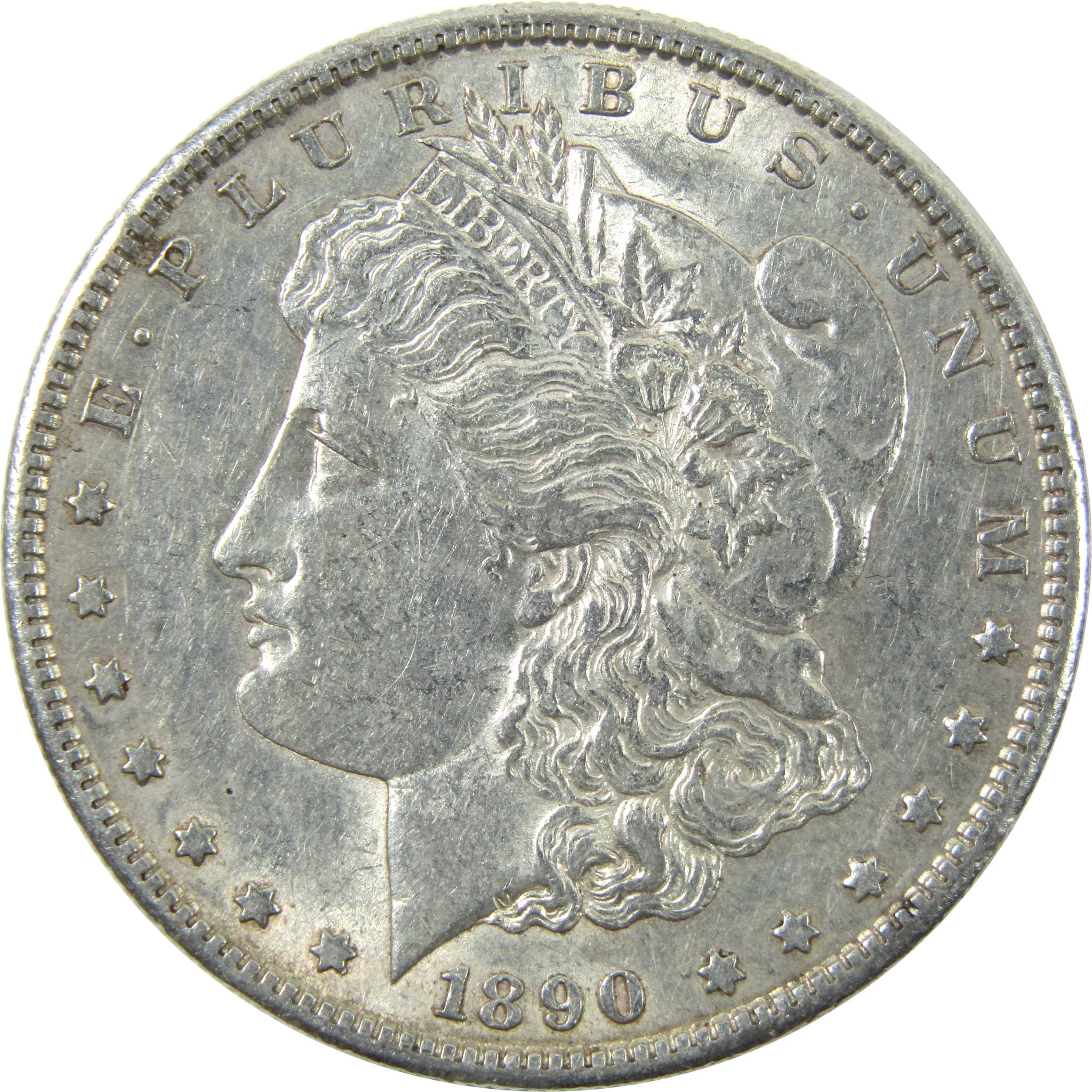 1890 S Morgan Dollar AU About Uncirculated Silver $1 Coin SKU:I14191 - Morgan coin - Morgan silver dollar - Morgan silver dollar for sale - Profile Coins & Collectibles