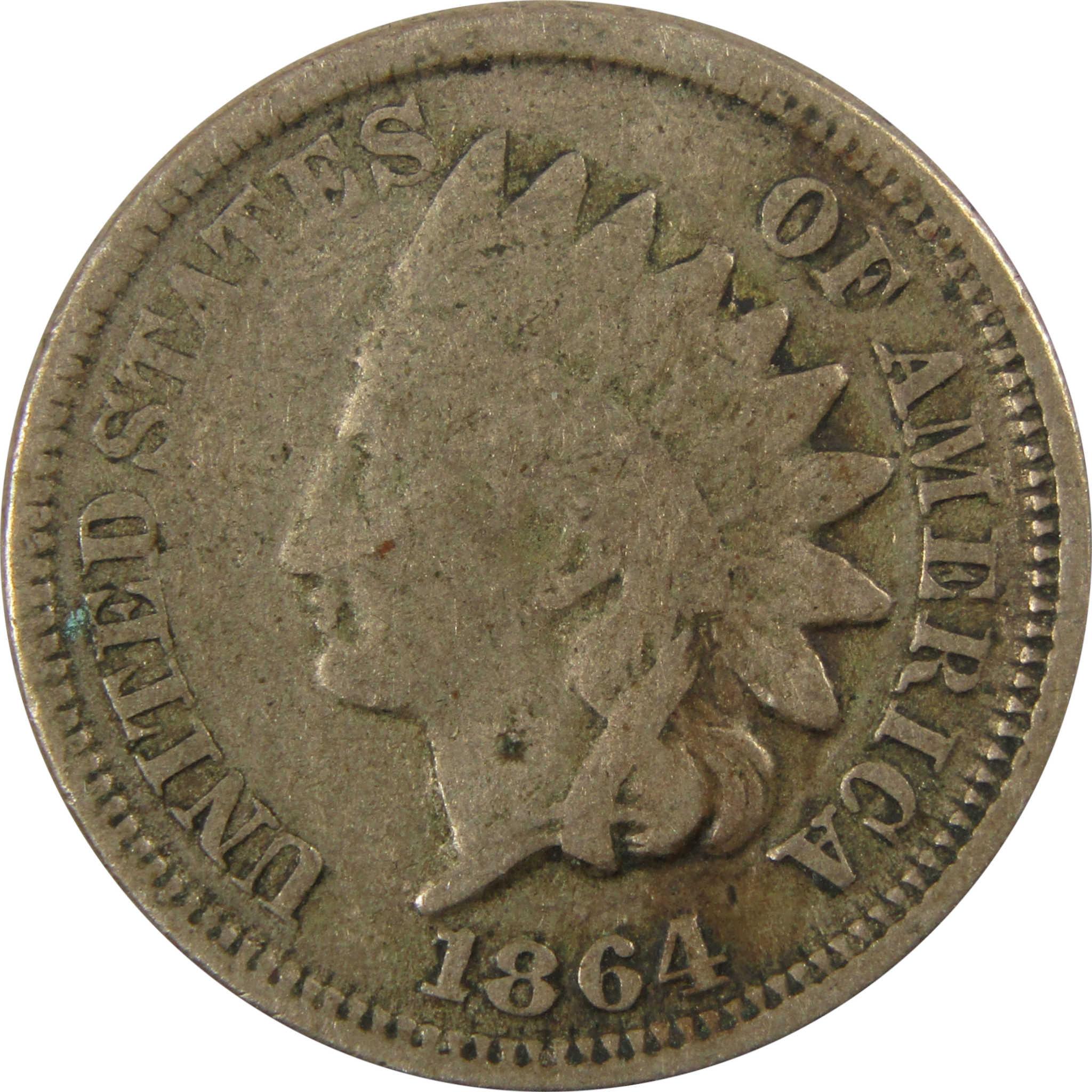 1864 Indian Head Copper-Nickel Cent G Good Details Penny SKU:CP1124