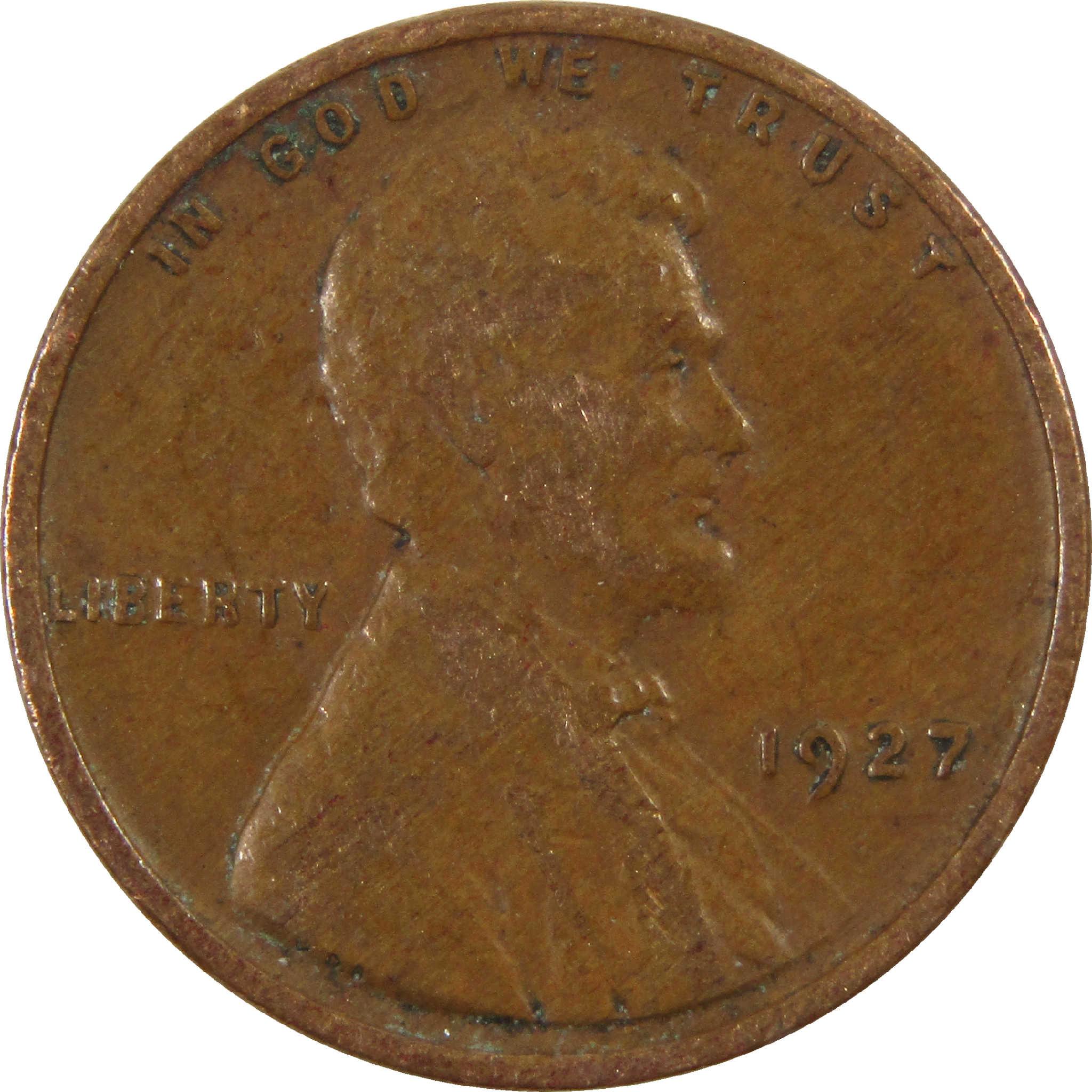 1927 Lincoln Wheat Cent F Fine Penny 1c Coin