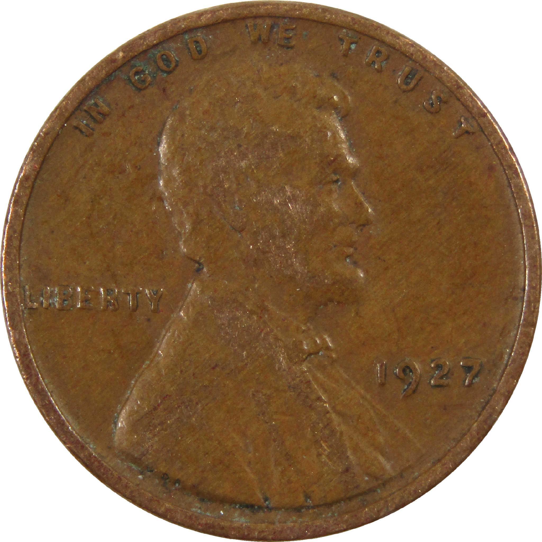 1927 Lincoln Wheat Cent F Fine Penny 1c Coin