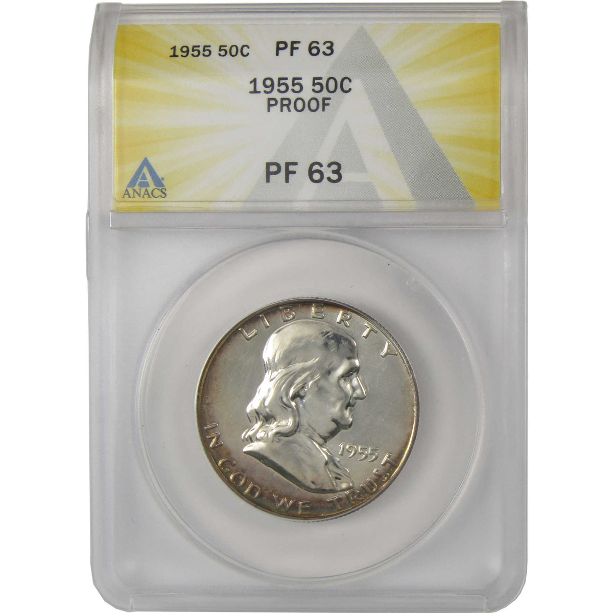 1955 Franklin Silver Half Dollar PF 63 ANACS Proof 50c Coin SKU:I28757