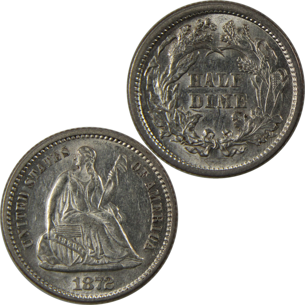 1872 Seated Liberty Silver Half Dime CH AU Choice About Uncirculated