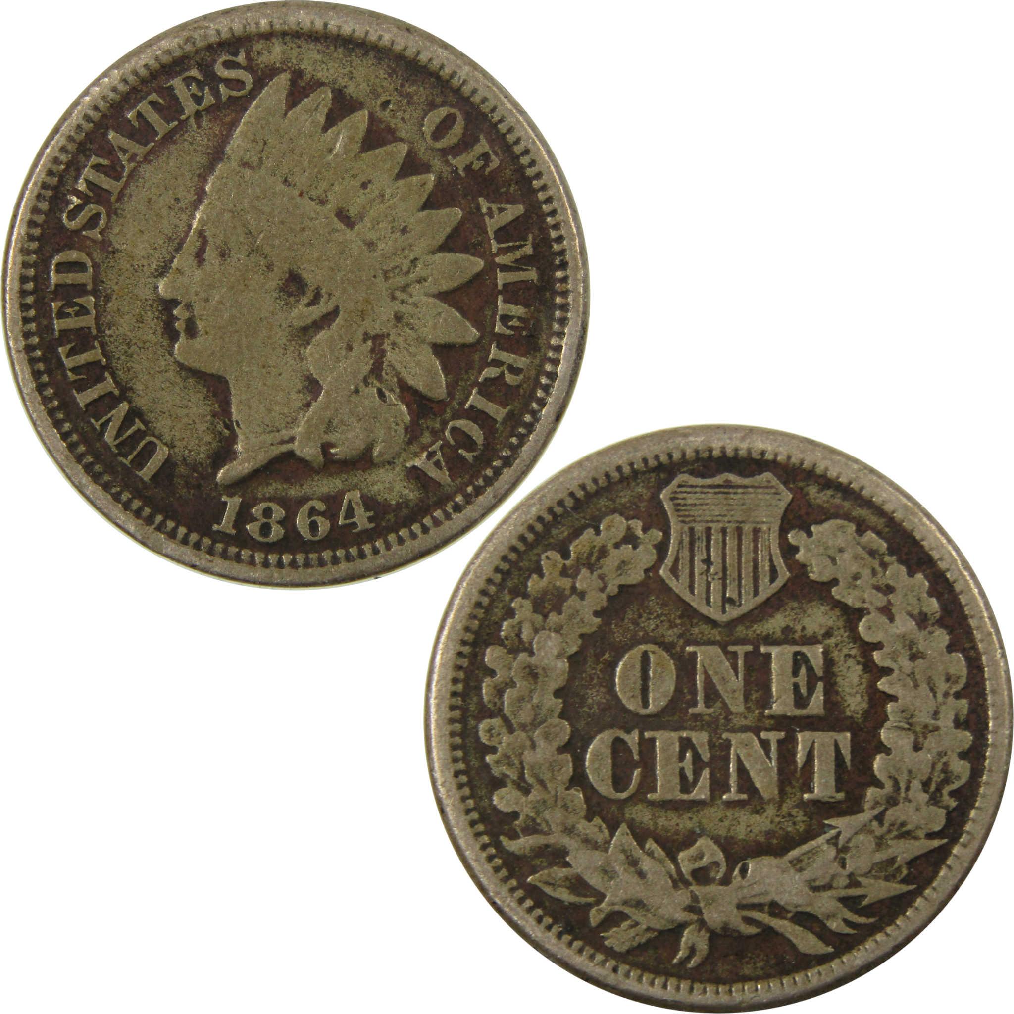 1864 Indian Head Copper-Nickel Cent G Good Penny 1c Coin SKU:CP1117
