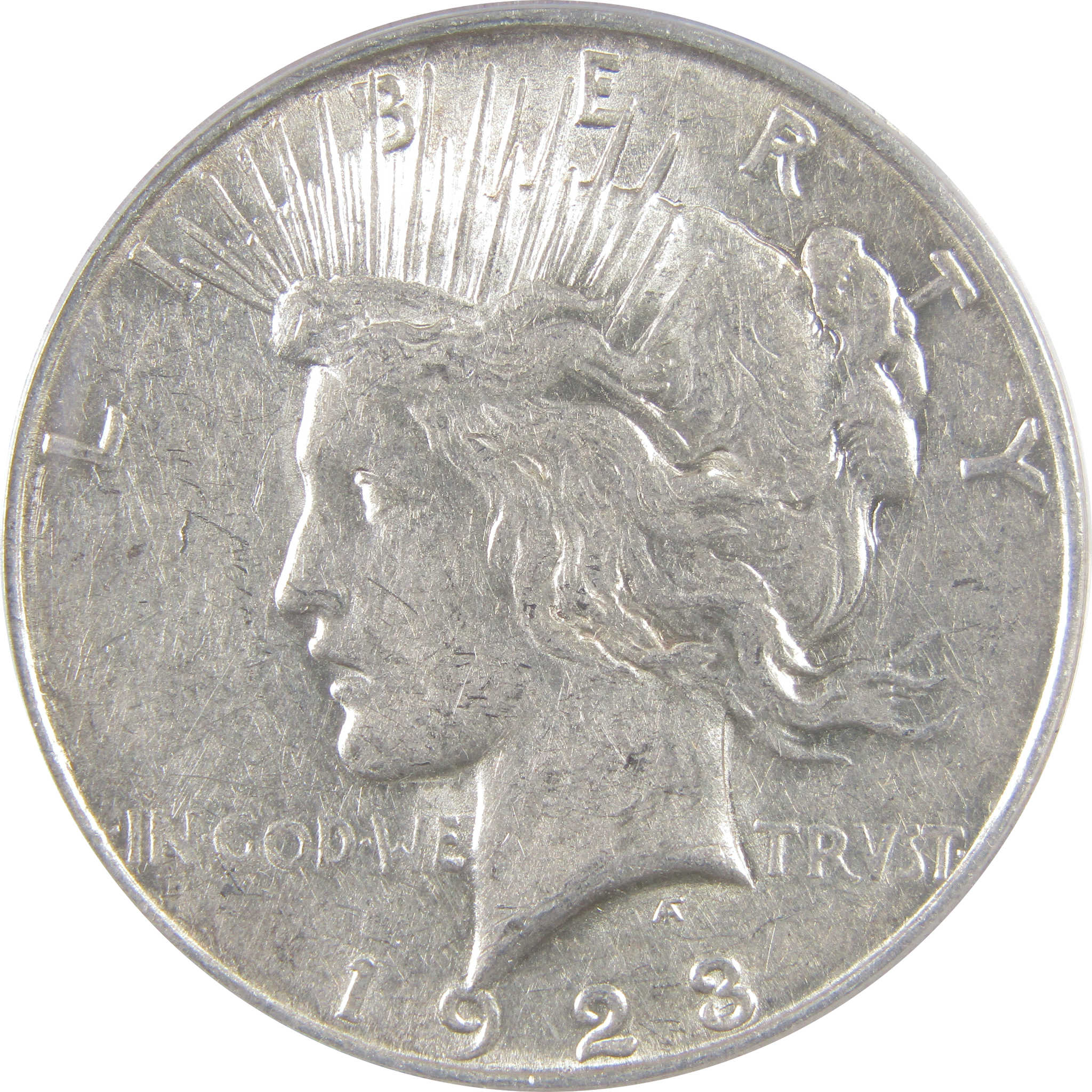 1923 D Peace Dollar AU 50 ANACS Silver $1 Coin SKU:I18615