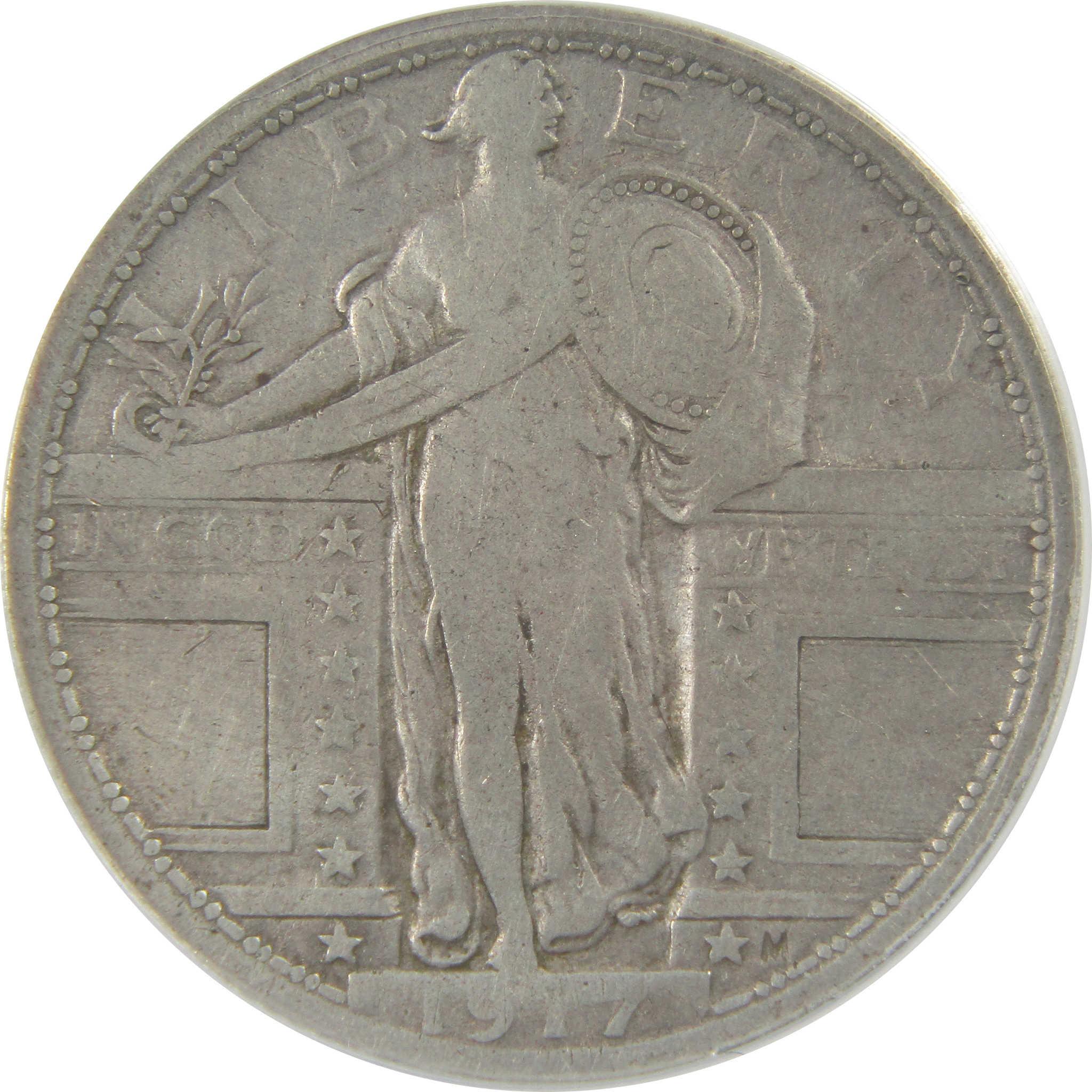 1917 Type 1 Standing Liberty Quarter VF 25 Details ANACS SKU:I22335