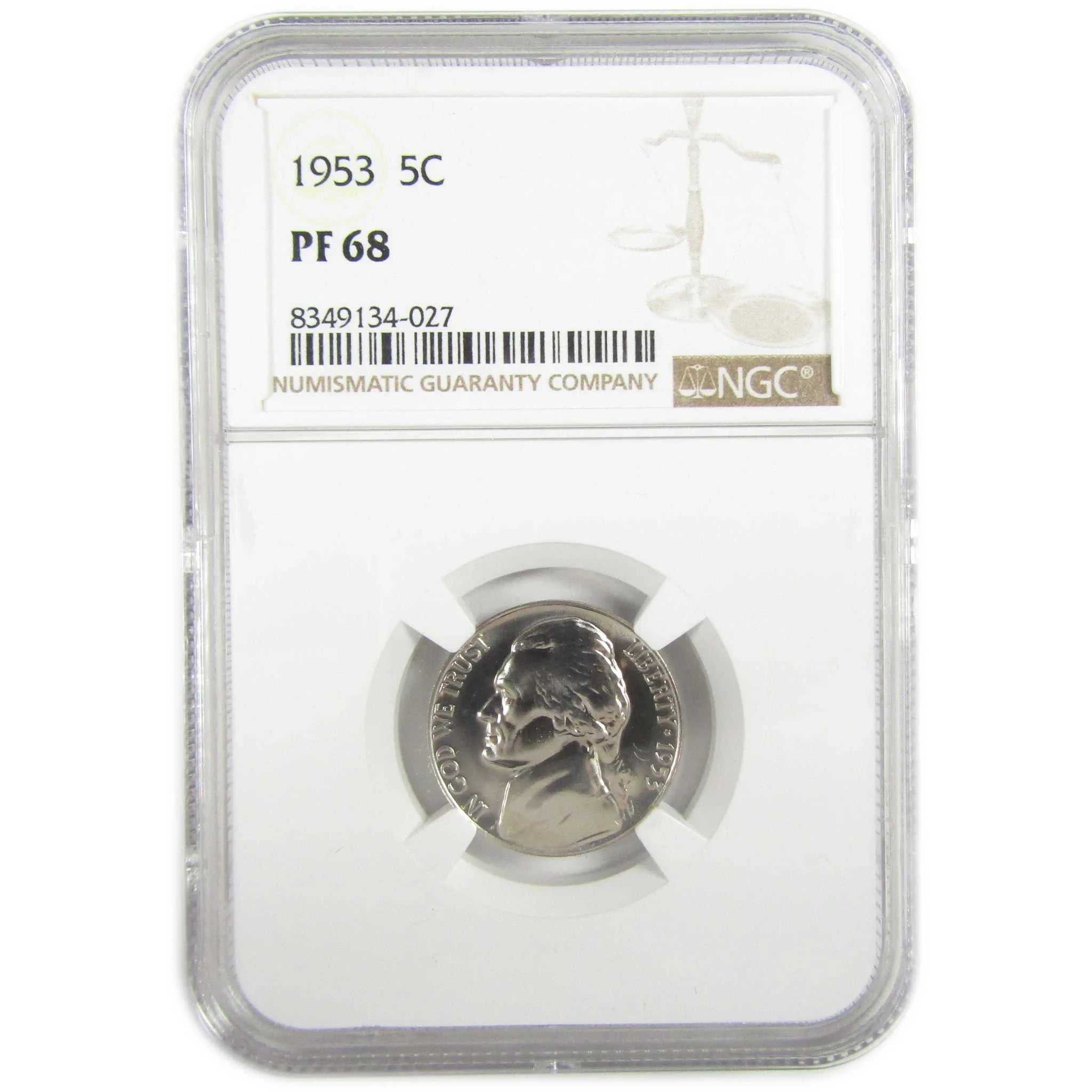 1953 Jefferson Nickel PF 68 NGC Proof 5c Coin Collectible SKU:I27363