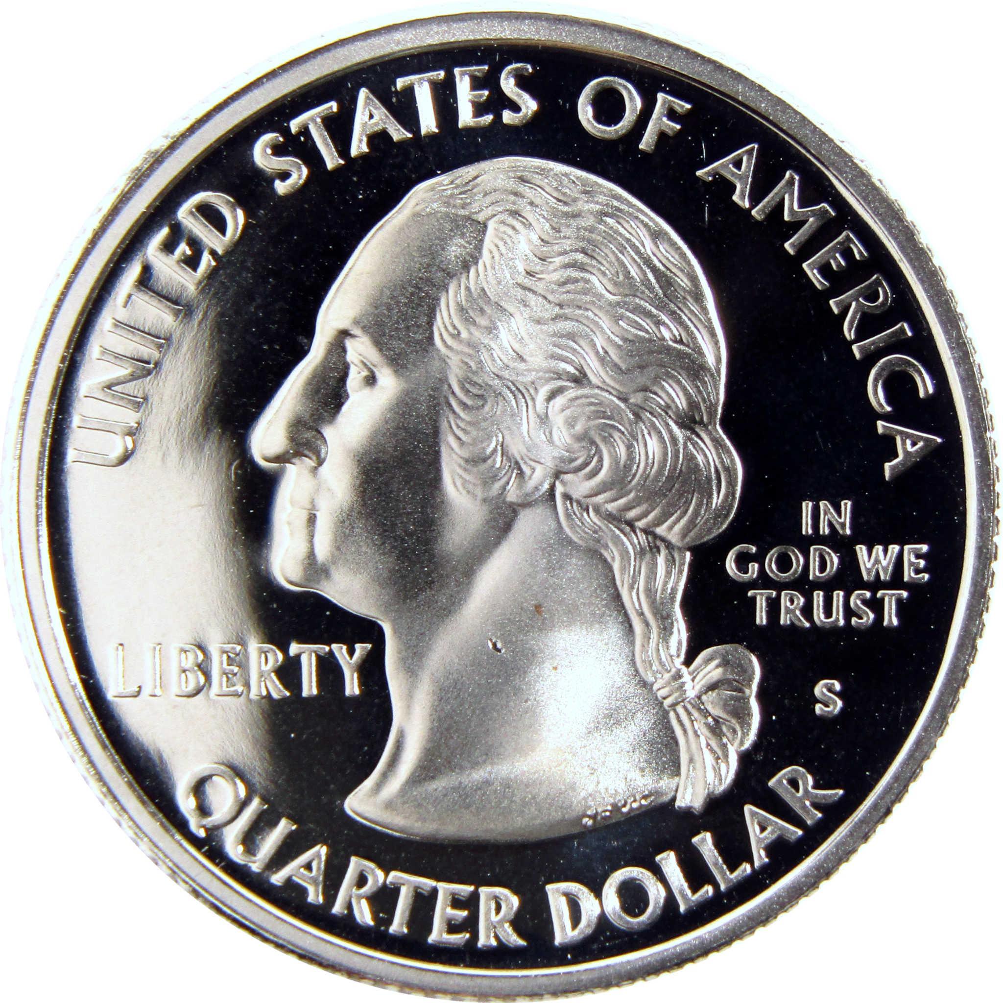 United States quarter dollar collectible coin with George Washington profile, proof finish