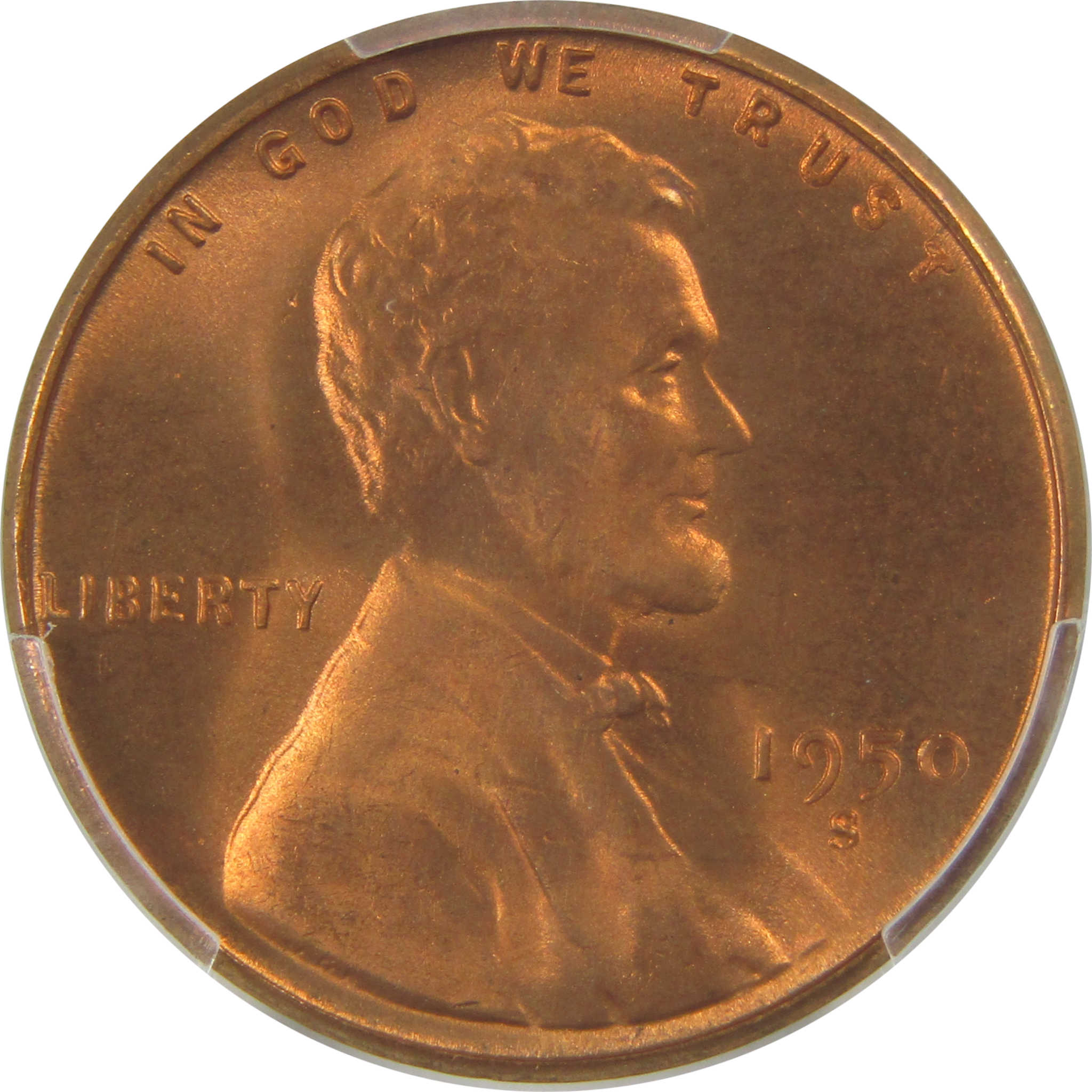 1950 S Lincoln Wheat Cent MS 67 RD PCGS Penny Uncirculated SKU:I22406