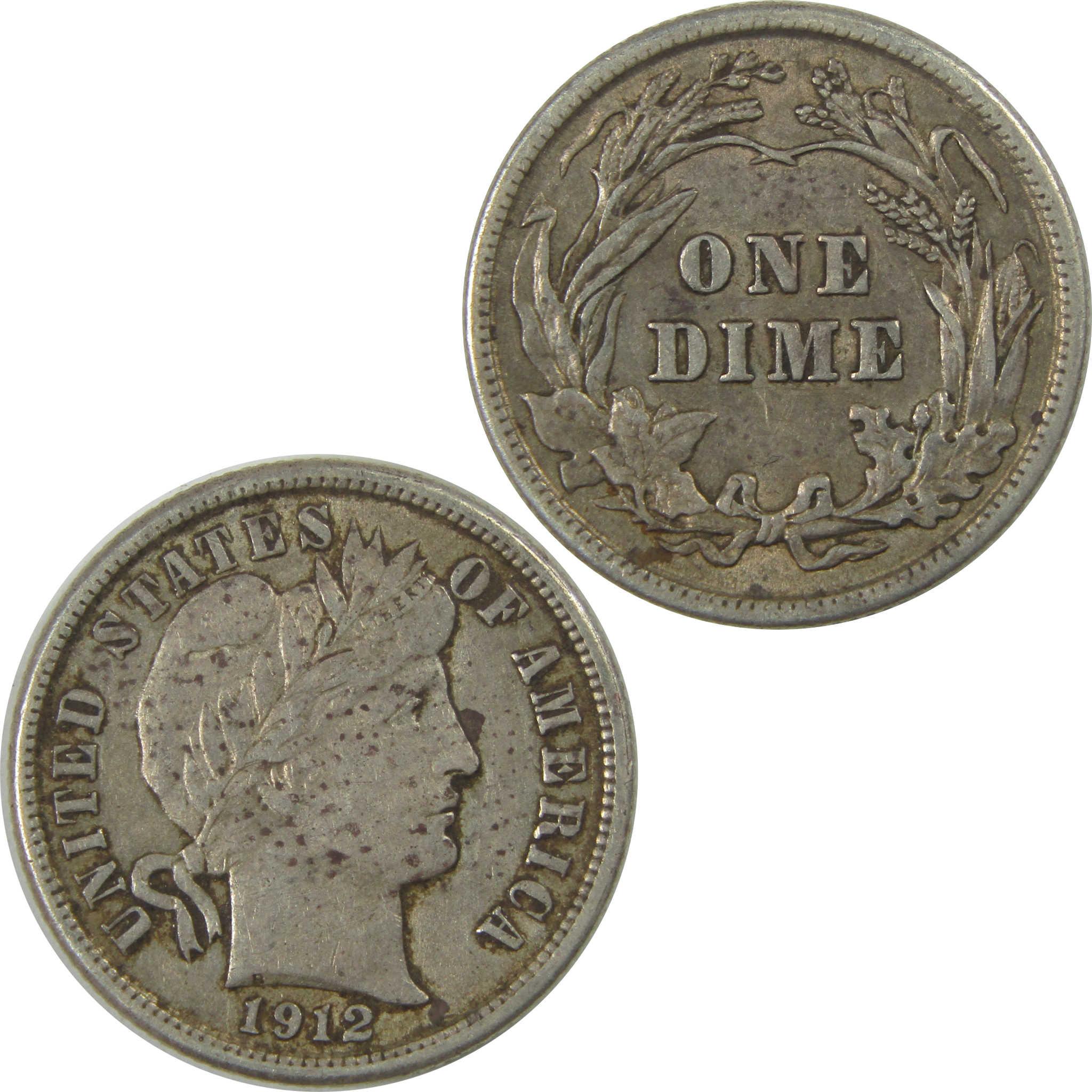 1912 Barber Dime XF EF Extremely Fine Details Silver SKU:I20658