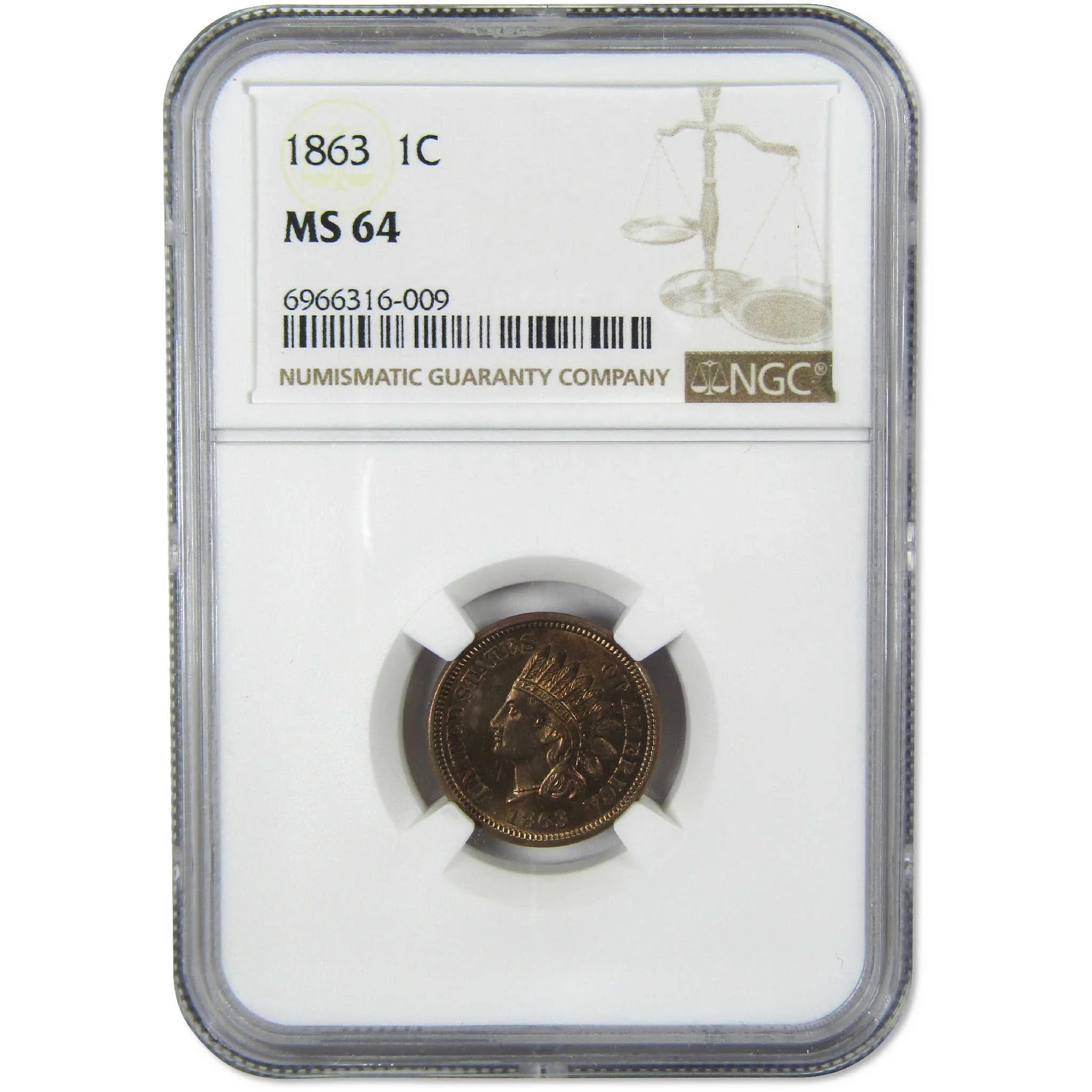 1863 Indian Head Cent MS 64 NGC Penny Uncirculated 1c Coin Collectible