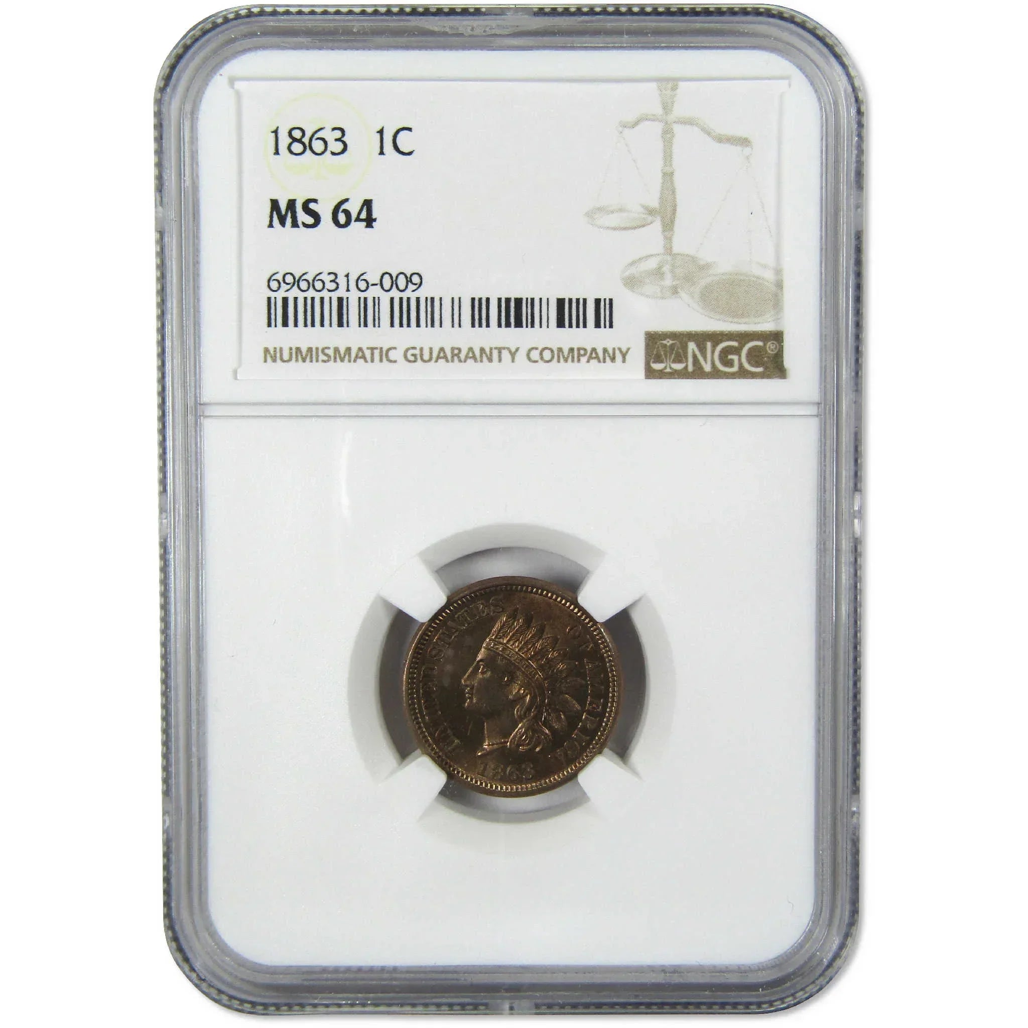 1863 Indian Head Cent MS 64 NGC Penny Uncirculated 1c Coin Collectible
