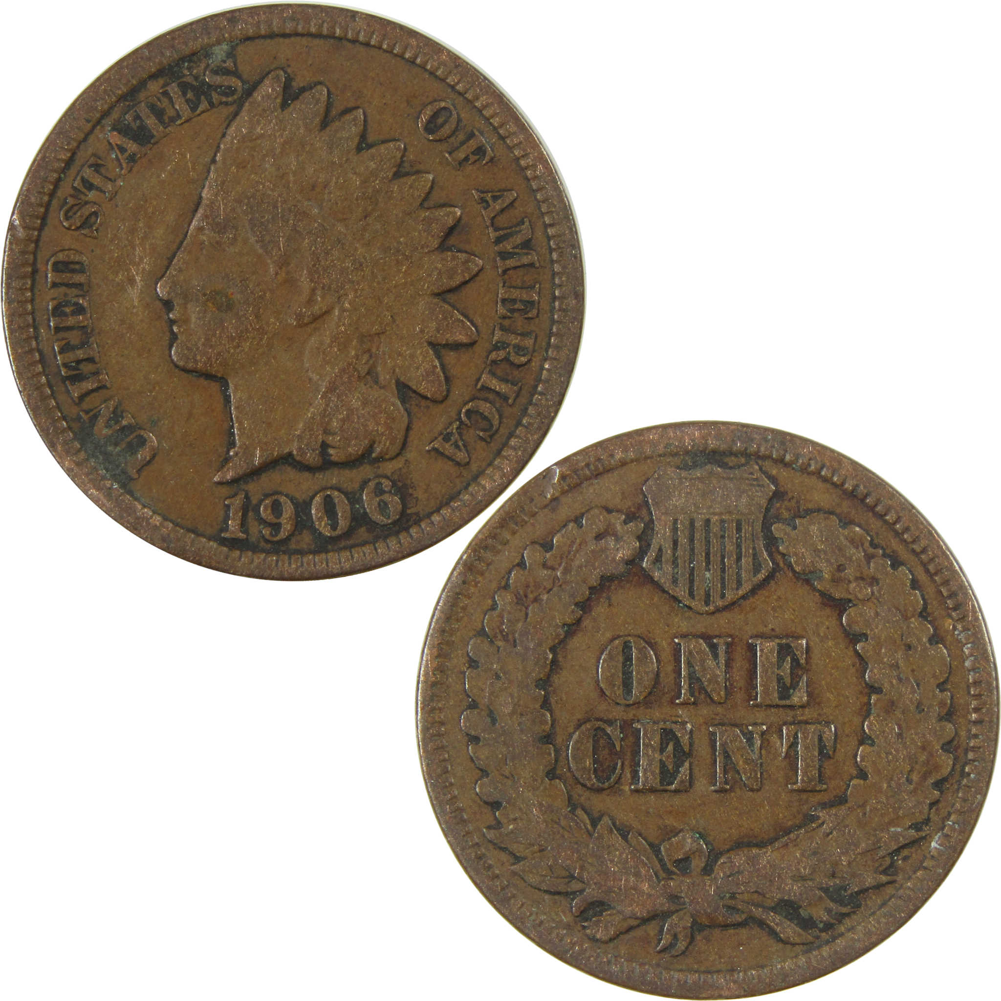 1906 Indian Head Cent VG Very Good Penny 1c Coin SKU:I27060