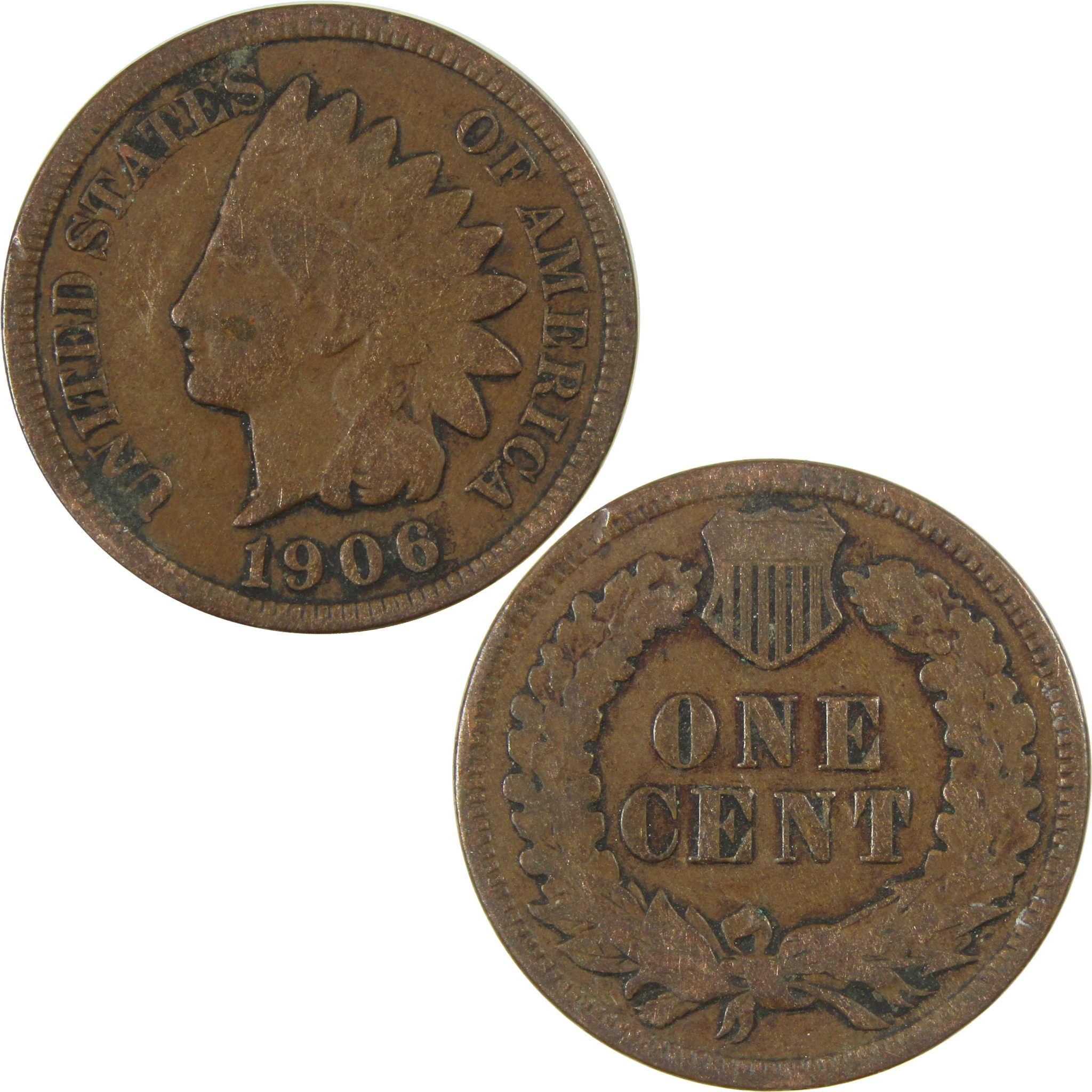 1906 Indian Head Cent VG Very Good Penny 1c Coin SKU:I27060