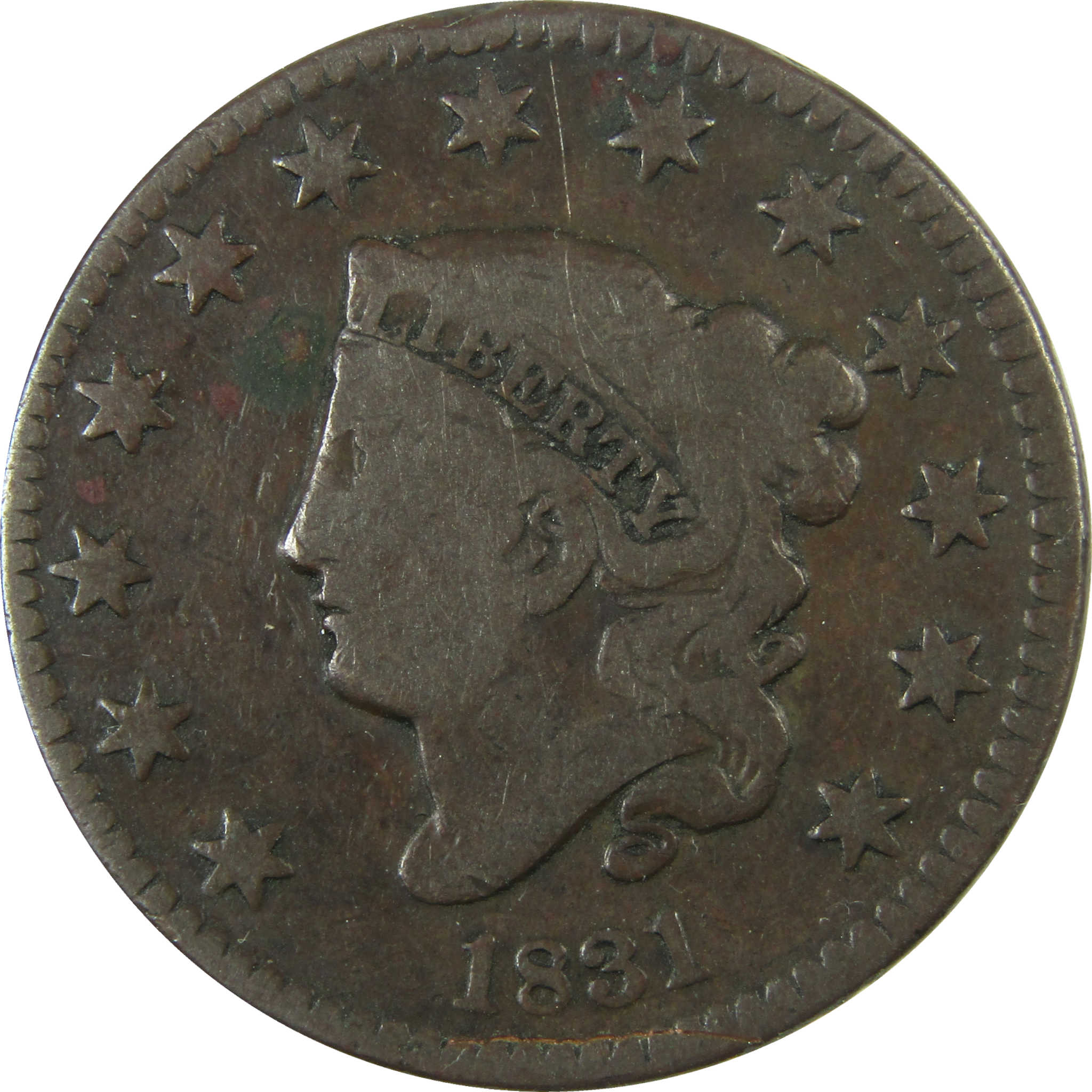 1831 Medium Letters Coronet Head Copper Large Cent VG SKU:I27848